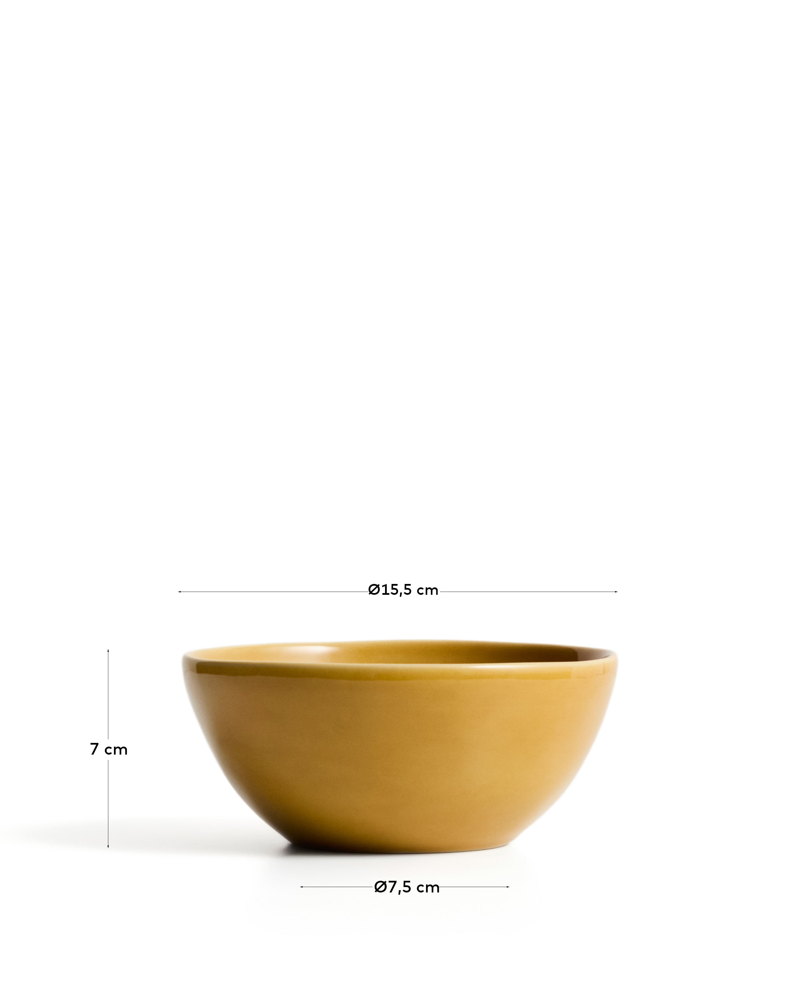 Elegante, gelbe Keramikschale Selune von Kave Home, perfekt für die stilvolle Servierung oder als dekoratives Element in jedem Raum.