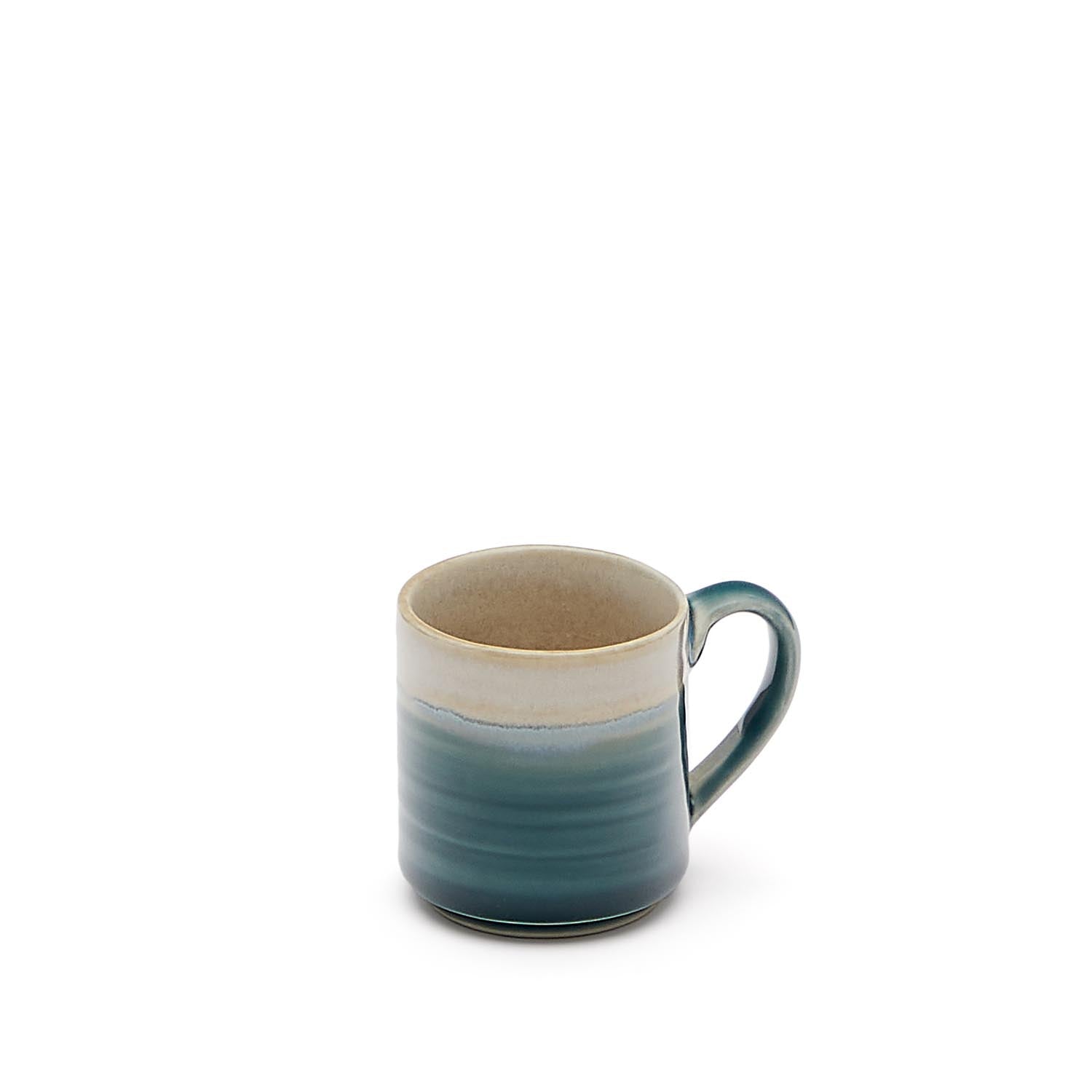 Tasse Sanet klein aus Keramik in Blau und Weiß in Türkis präsentiert im Onlineshop von KAQTU Design AG. Tasse ist von Kave Home