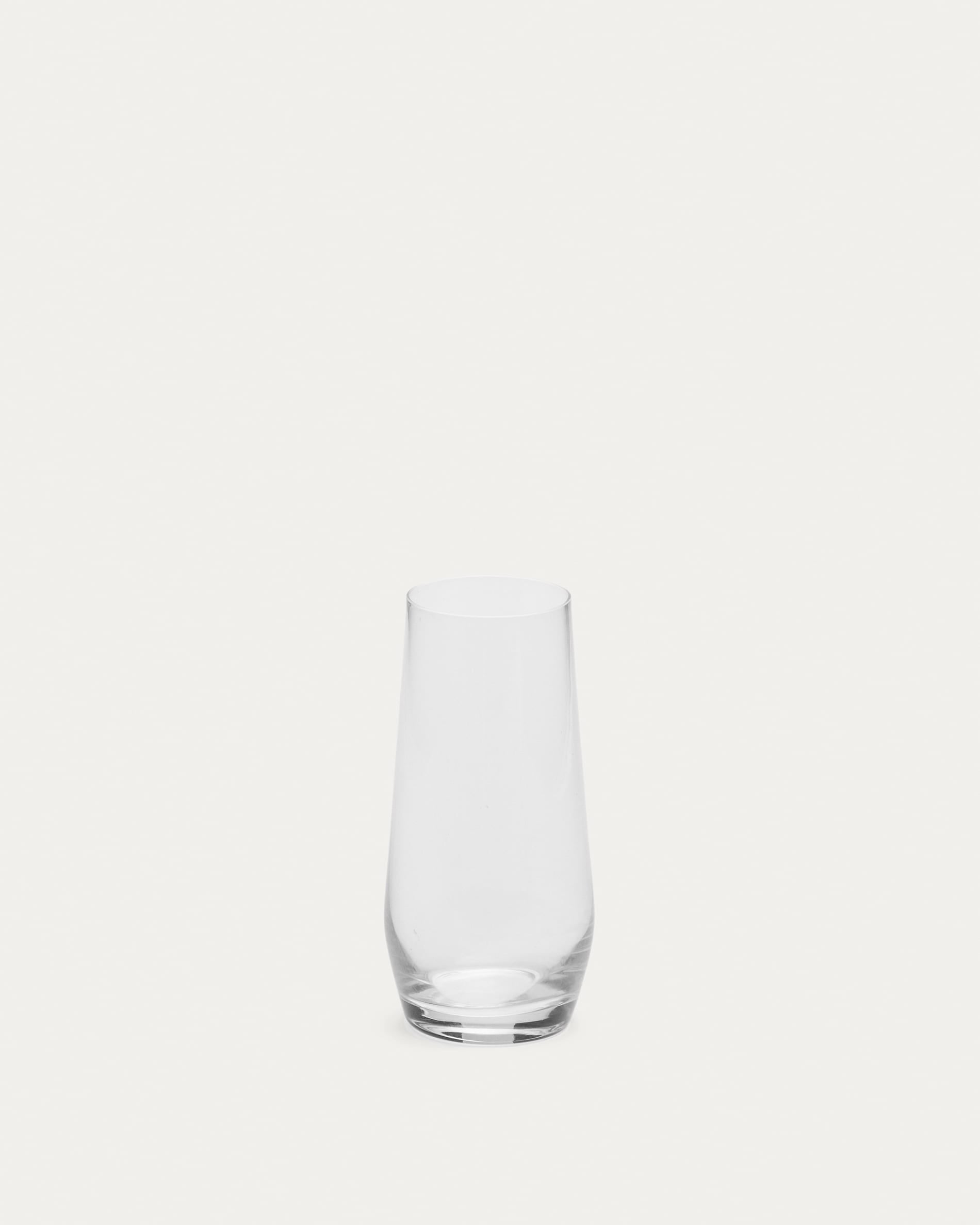 Elegantes Kiro-Glas 55 cl von Kave Home: Facettiertes Design, hochwertiges Klarglas, ideal für stilvolle Tischdekoration.