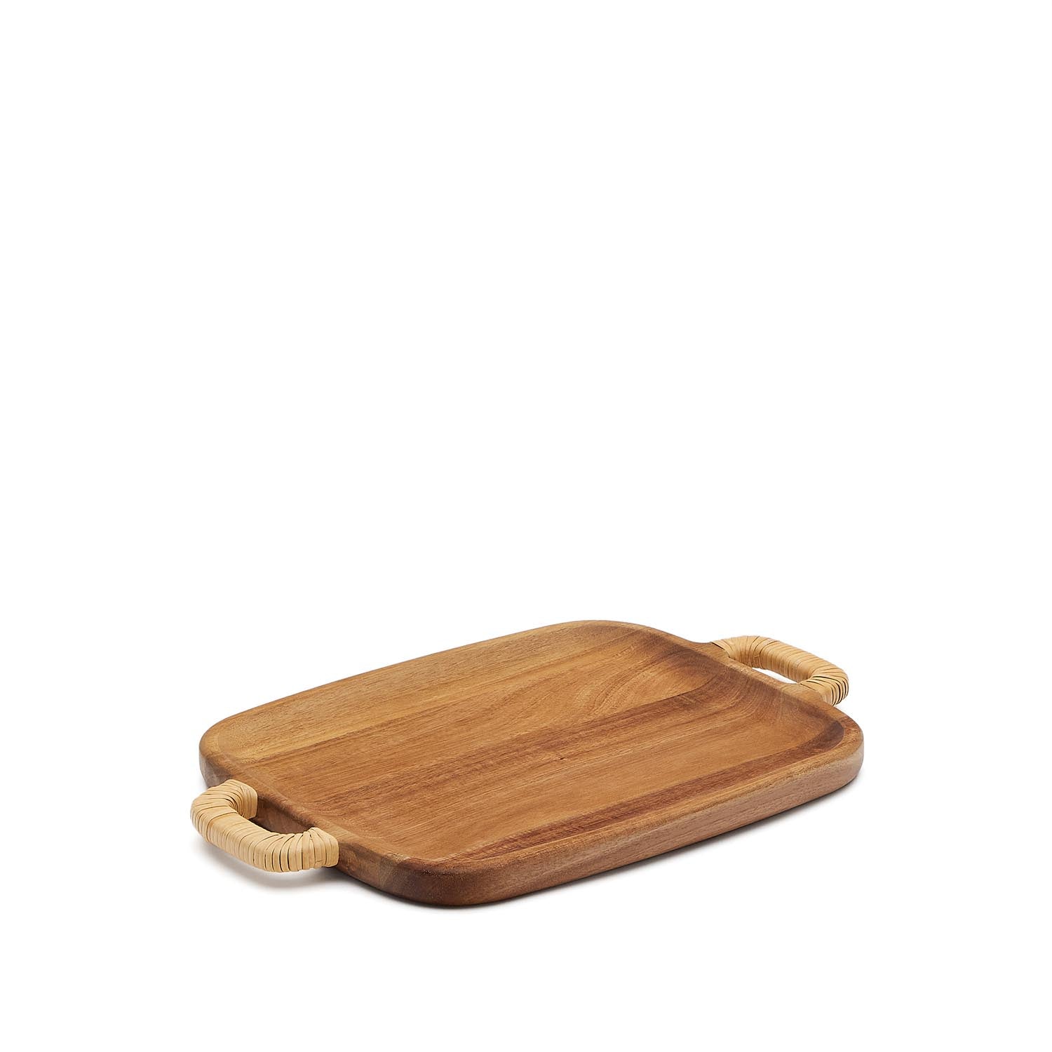 Sardis Servierbrett klein aus FSC 100% Akazienholz und Rattan in Braun präsentiert im Onlineshop von KAQTU Design AG. Tablett ist von Kave Home