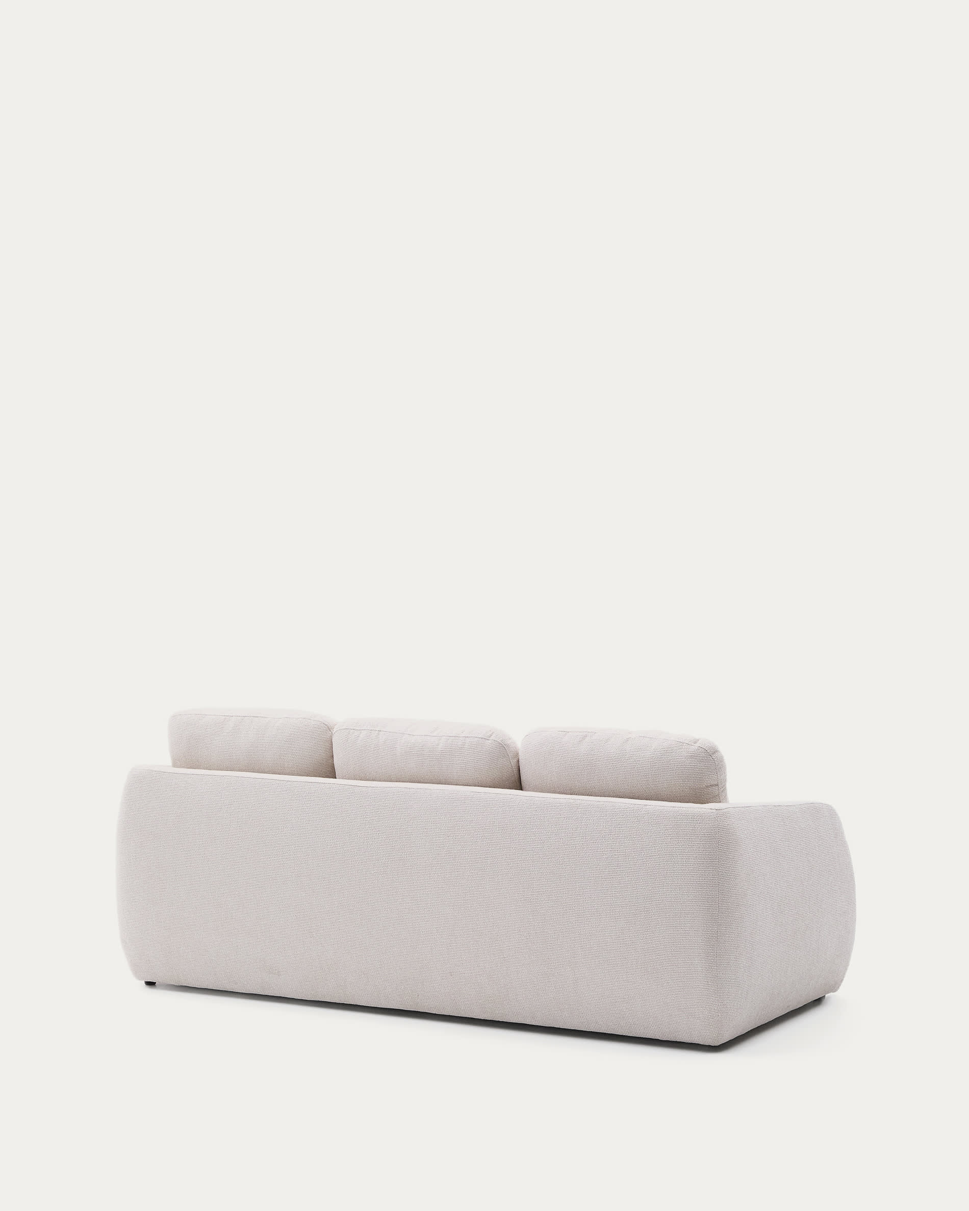 Elegantes 3-Sitzer Schlafsofa in Chenille ecru, wandelbar und nachhaltig, mit innovativem Öffnungssystem.