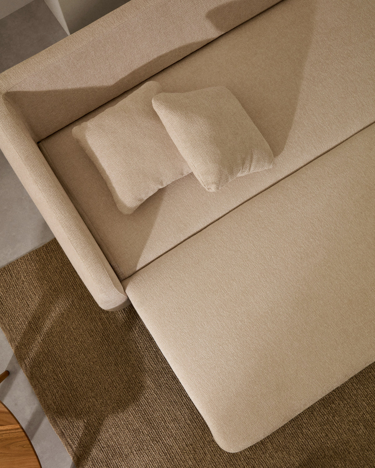 3-Sitzer-Bettsofa Laira in ecrufarbener Chenille, 218 cm, FSC Mix Credit in Ecru präsentiert im Onlineshop von KAQTU Design AG. Bettsofa ist von Kave Home