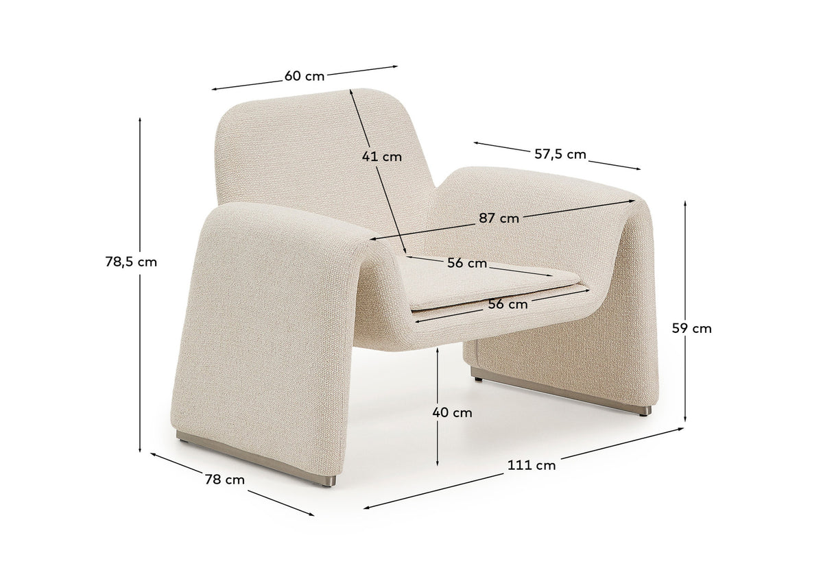 Sessel Melvia mit beiger Chenille in Beige präsentiert im Onlineshop von KAQTU Design AG. Sessel ist von Kave Home