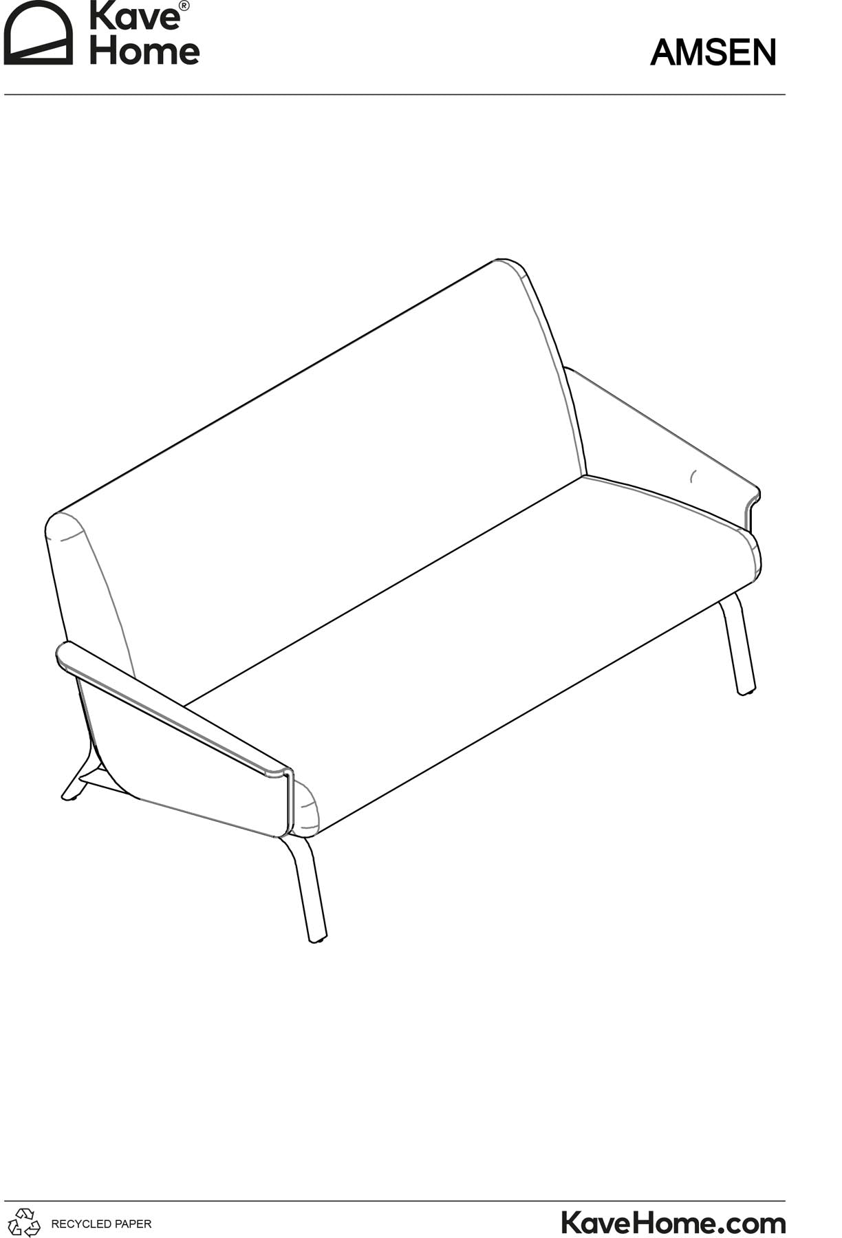 3-Sitzer-Sofa Amsen aus Eichensperrholz mit beiger Chenille und Beinen aus em gebürsteten Edelstahl 190 cm in Beige präsentiert im Onlineshop von KAQTU Design AG. 3er Sofa ist von Kave Home