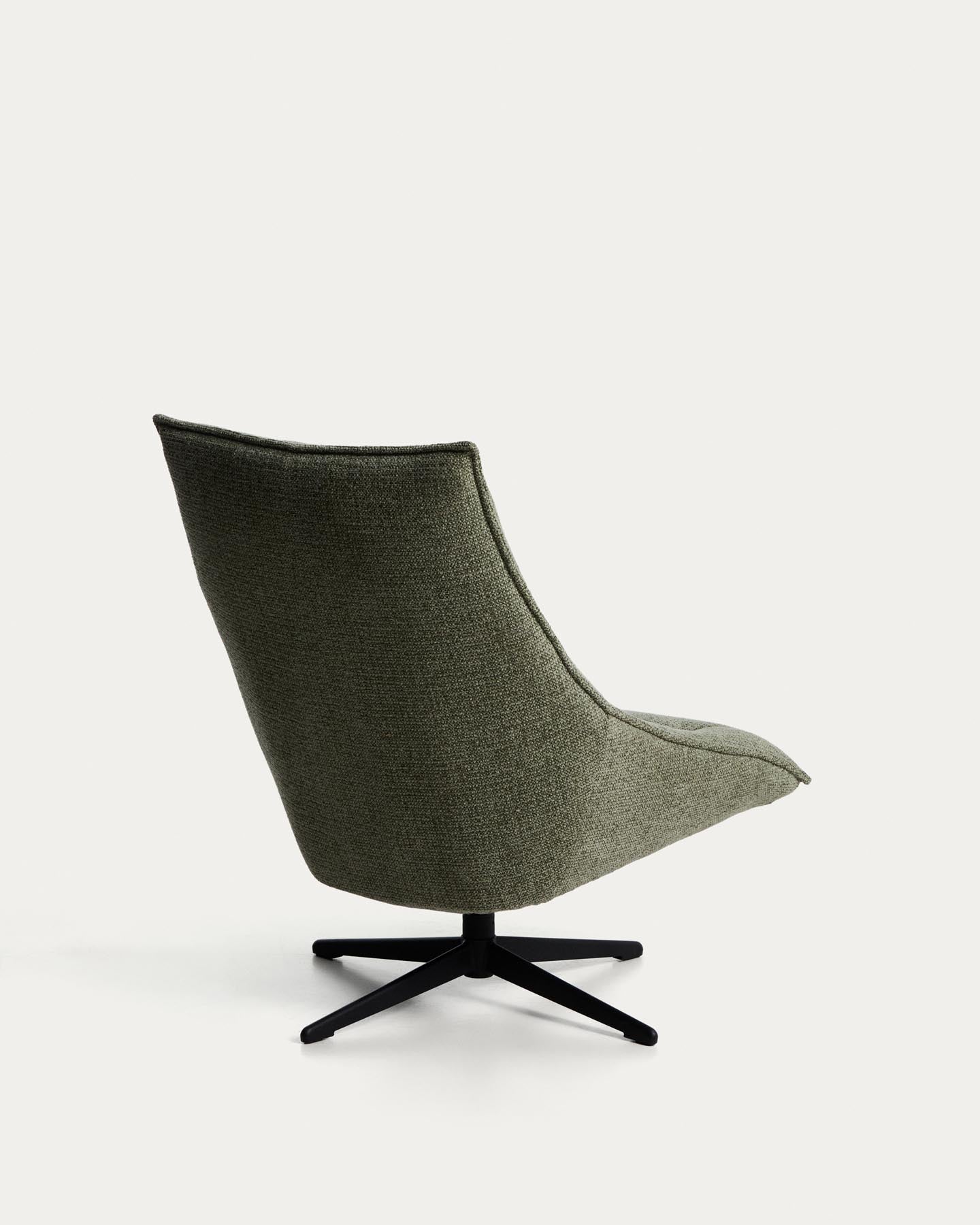 Drehsessel Dirala mit grüner Chenille und schwarz lackiertem Stahl, FSC 100 % in Hellgrün präsentiert im Onlineshop von KAQTU Design AG. Drehsessel ist von Kave Home