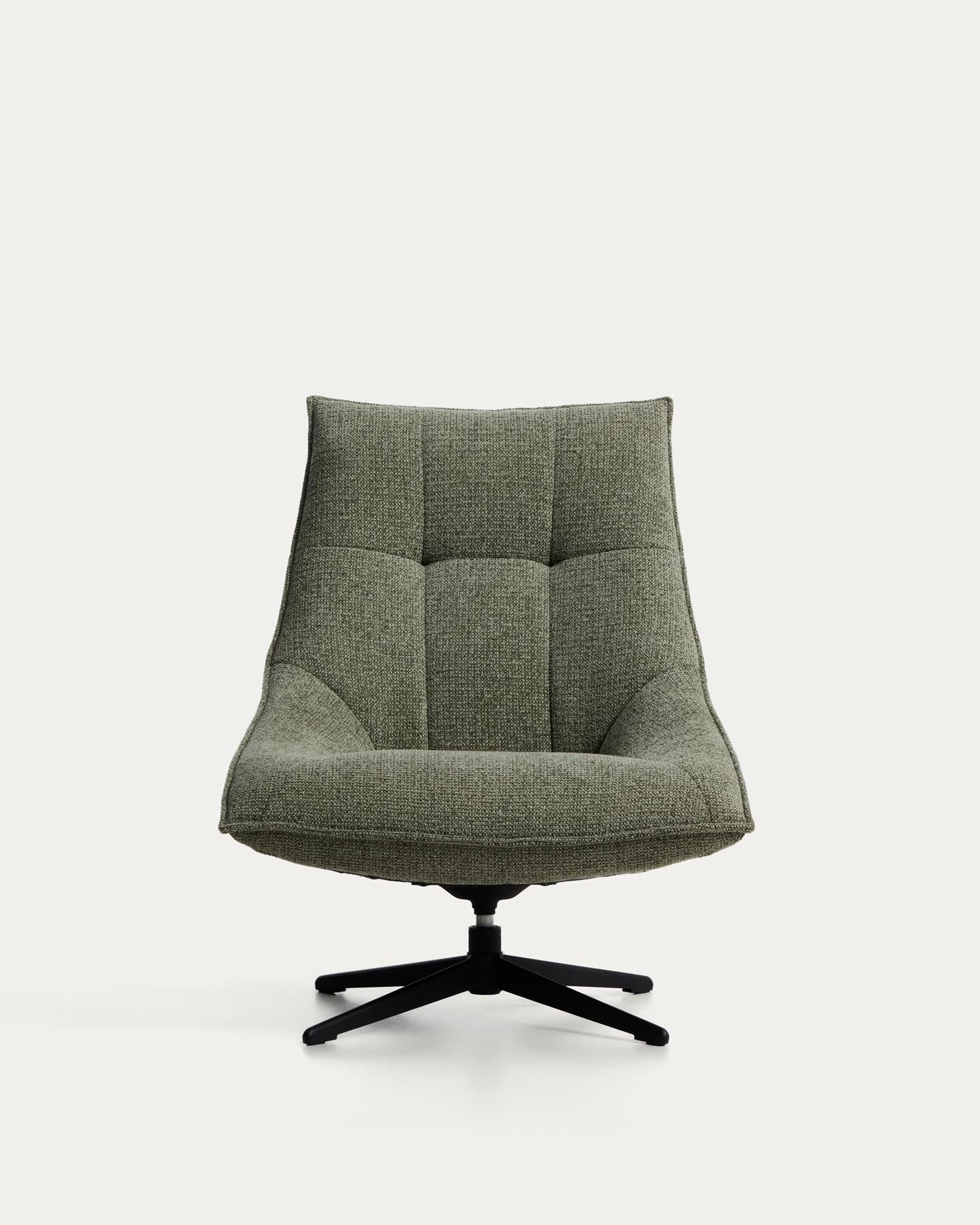 Drehsessel Dirala mit grüner Chenille und schwarz lackiertem Stahl, FSC 100 % in Hellgrün präsentiert im Onlineshop von KAQTU Design AG. Drehsessel ist von Kave Home