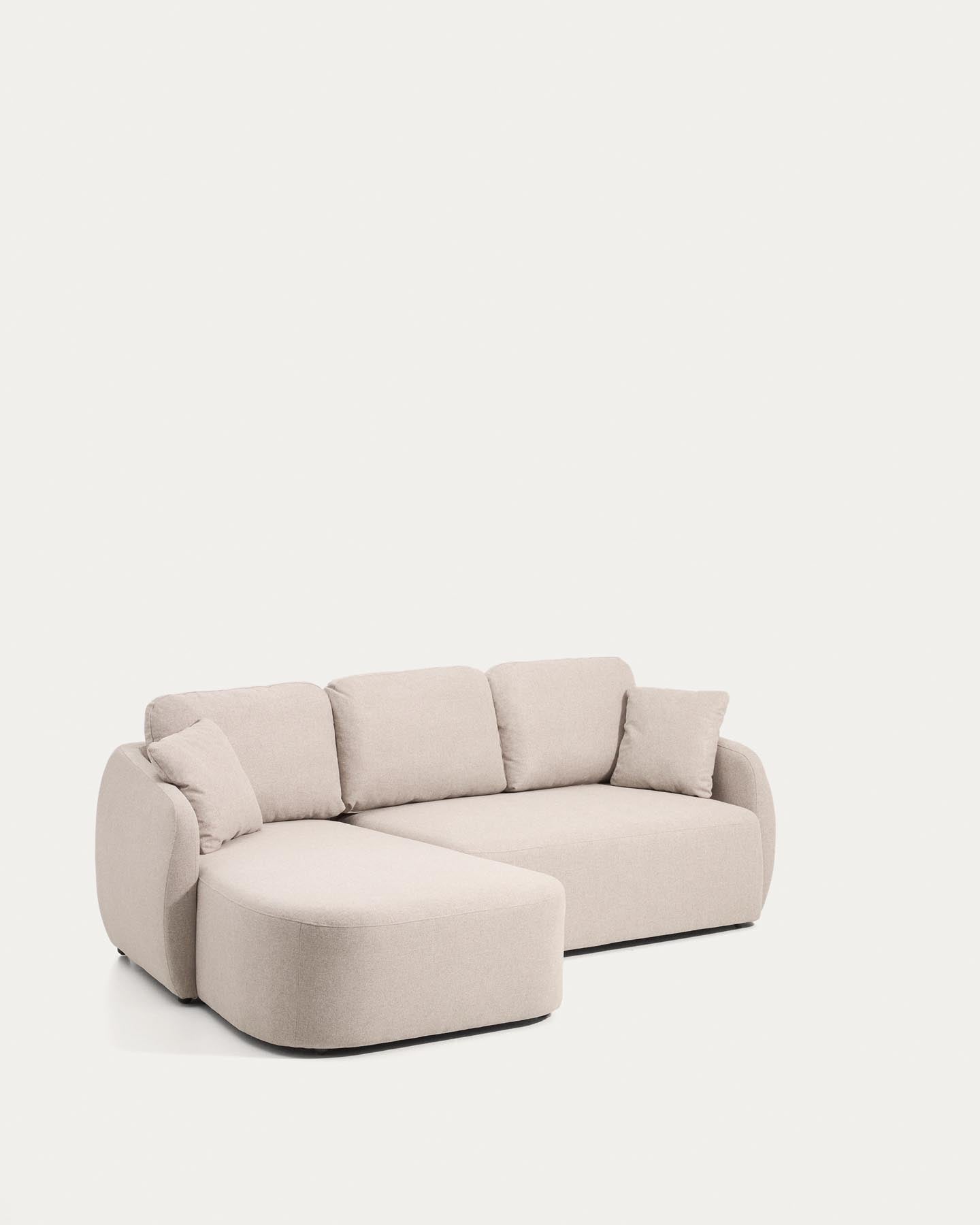 3-Sitzer-Bettsofa Laira in beiger Chenille und Chaiselongue links, 246 cm, FSC Mix Credit in Beige präsentiert im Onlineshop von KAQTU Design AG. Bettsofa ist von Kave Home