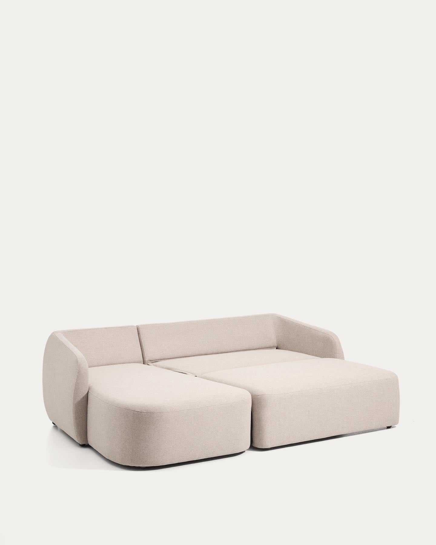 3-Sitzer-Bettsofa Laira in beiger Chenille und Chaiselongue links, 246 cm, FSC Mix Credit in Beige präsentiert im Onlineshop von KAQTU Design AG. Bettsofa ist von Kave Home