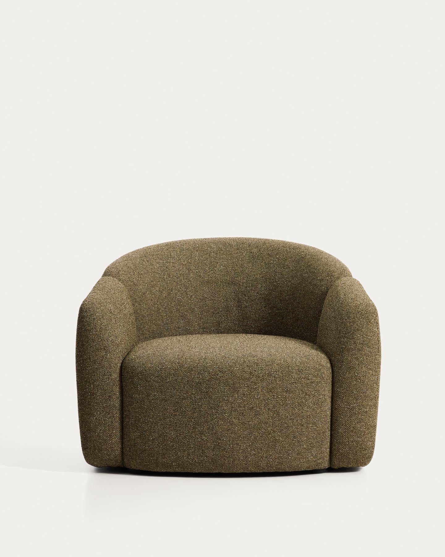 Sessel Corvena aus Chenille in Olivgrün FSC-Mix-Kredit 98 cm in Grün präsentiert im Onlineshop von KAQTU Design AG. Sessel ist von Kave Home