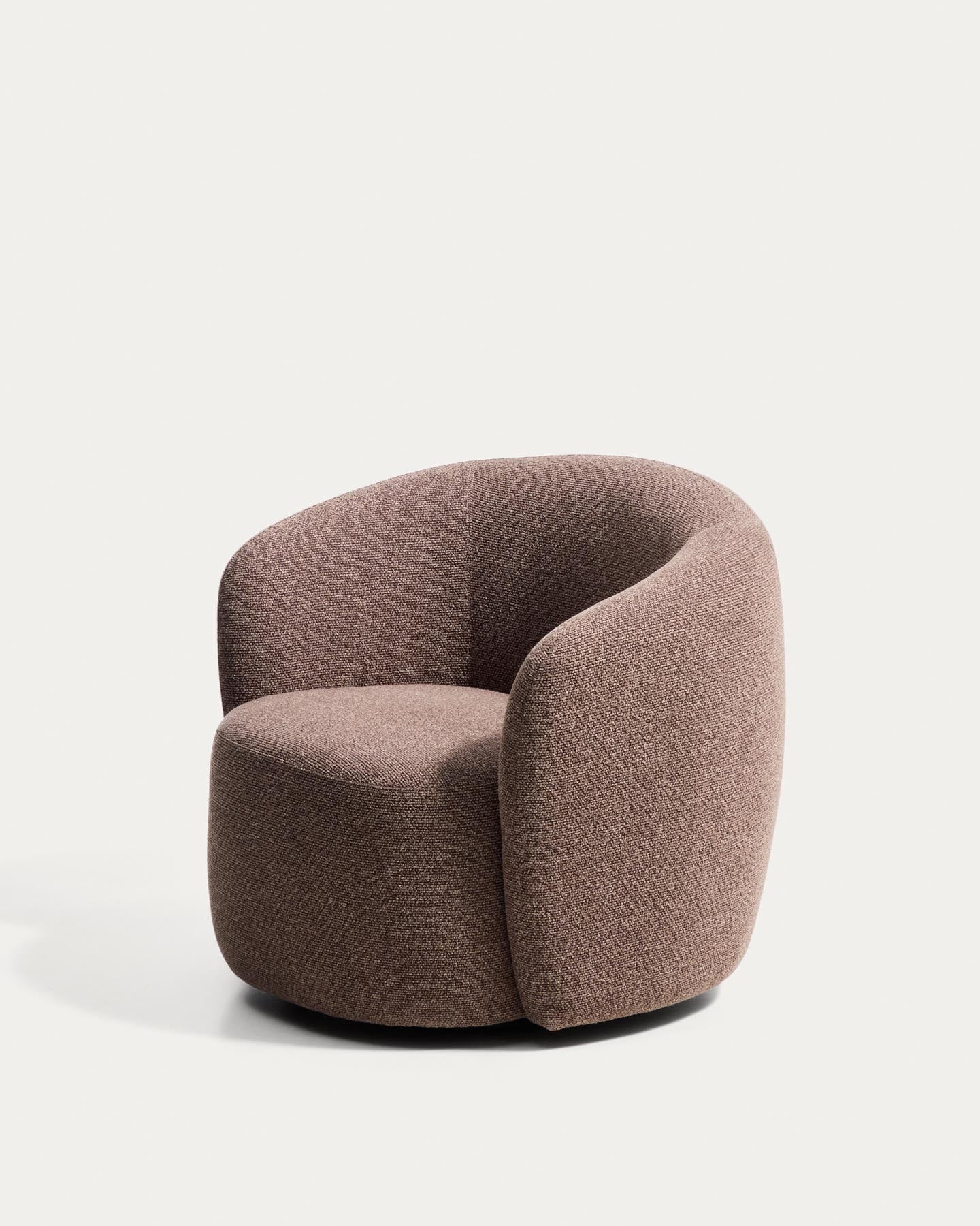 Drehsessel Odenia, schwer entflammbar mit braunem Micro-Bouclé in Dunkelbraun präsentiert im Onlineshop von KAQTU Design AG. Drehsessel ist von Kave Home