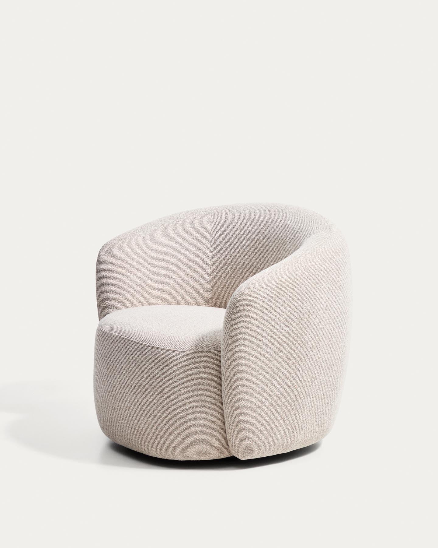 Drehsessel Odenia mit beigem Micro-Bouclé in Beige präsentiert im Onlineshop von KAQTU Design AG. Drehsessel ist von Kave Home