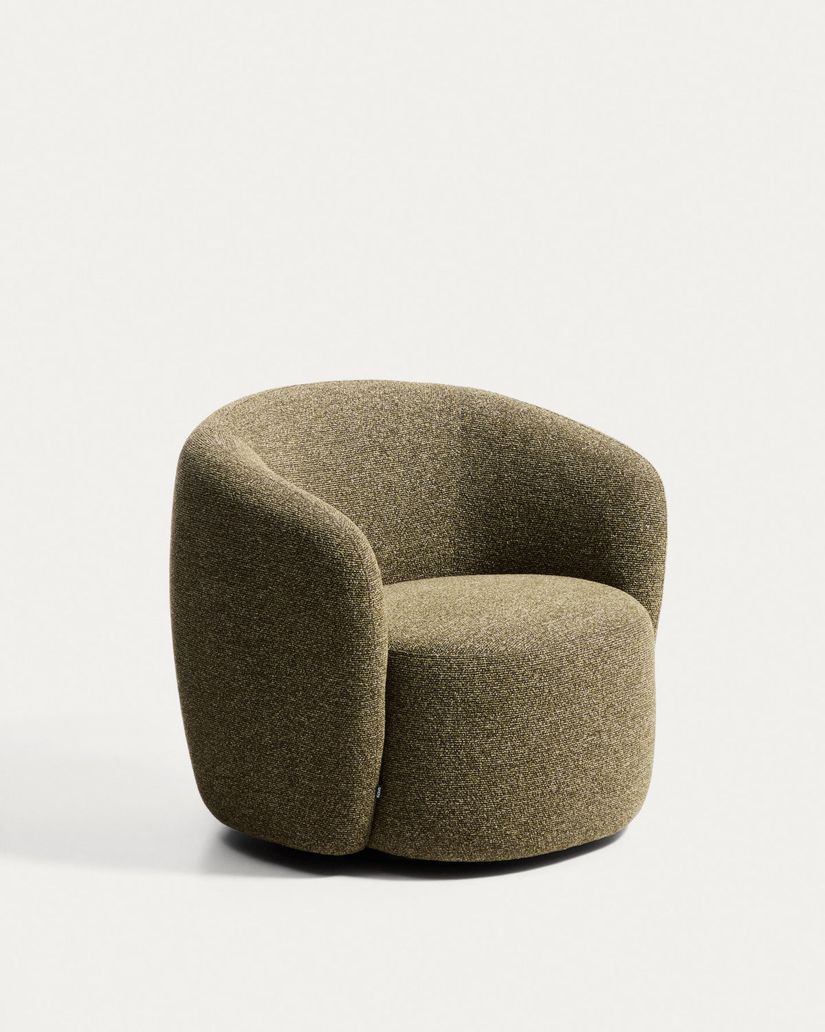 Drehsessel Odenia, schwer entflammbar mit olivgrünem Micro-Bouclé in Grün präsentiert im Onlineshop von KAQTU Design AG. Drehsessel ist von Kave Home