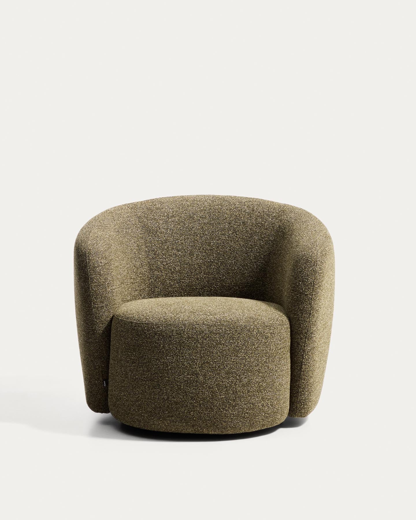 Drehsessel Odenia, schwer entflammbar mit olivgrünem Micro-Bouclé in Grün präsentiert im Onlineshop von KAQTU Design AG. Drehsessel ist von Kave Home