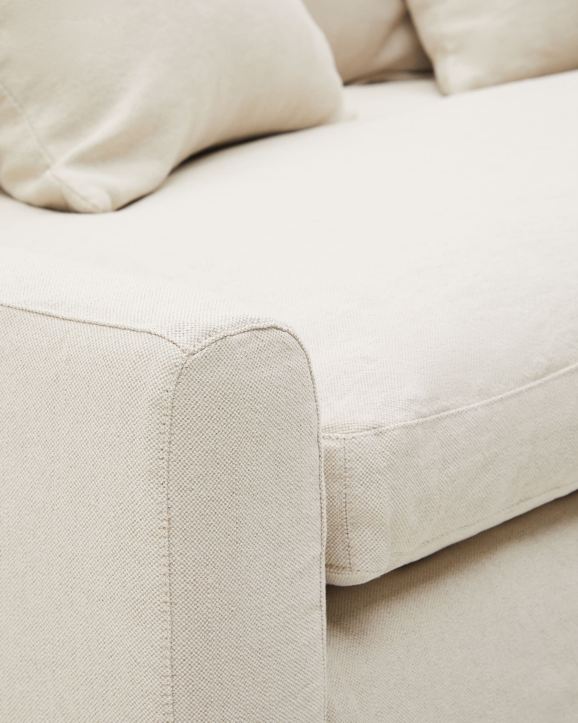 Bezug für das Zenira 3-Sitzer-Sofa, beige, 230 cm, aus Baumwolle und Leinen, elegant und langlebig, von Kave Home.