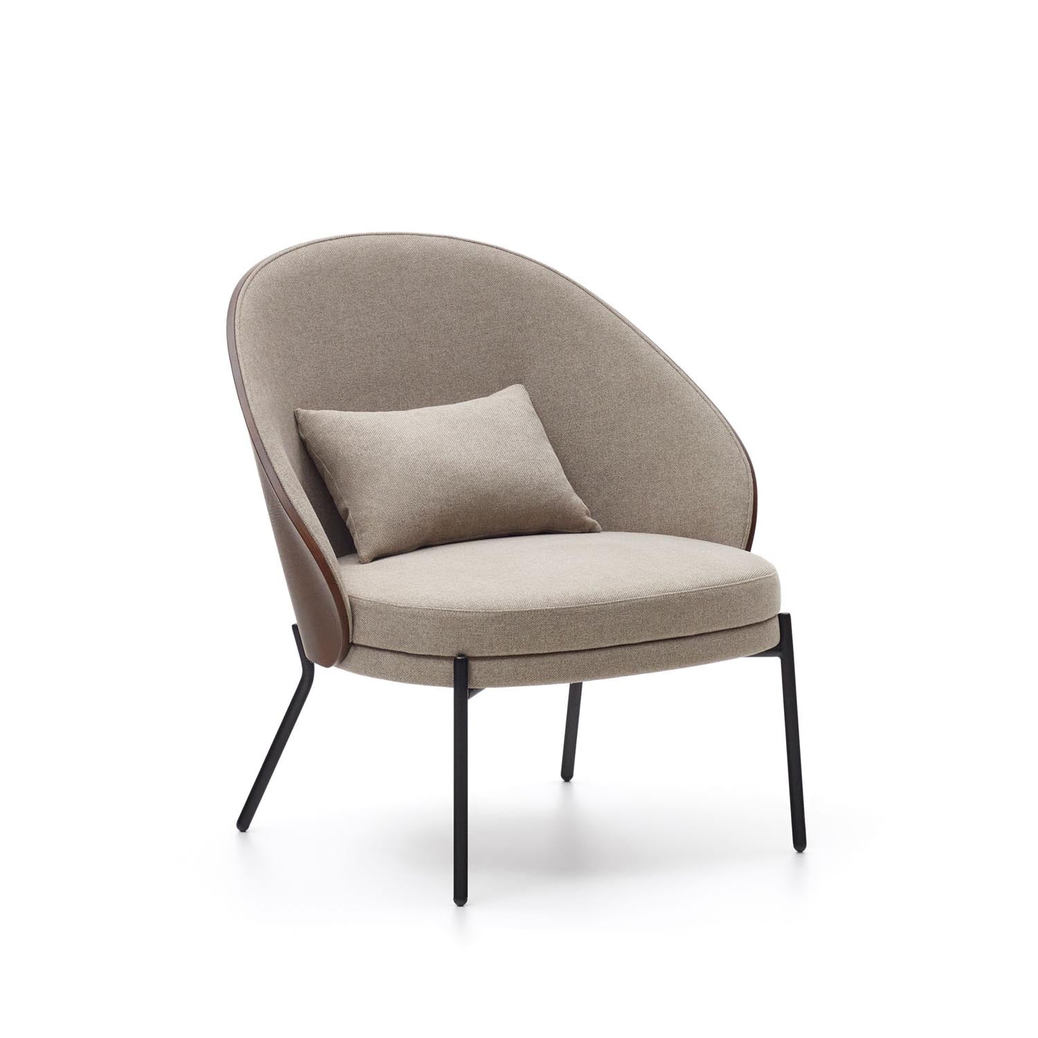 Eamy armchair light<tc>braun</tc> Ash veneer with walnut finish and black metal
