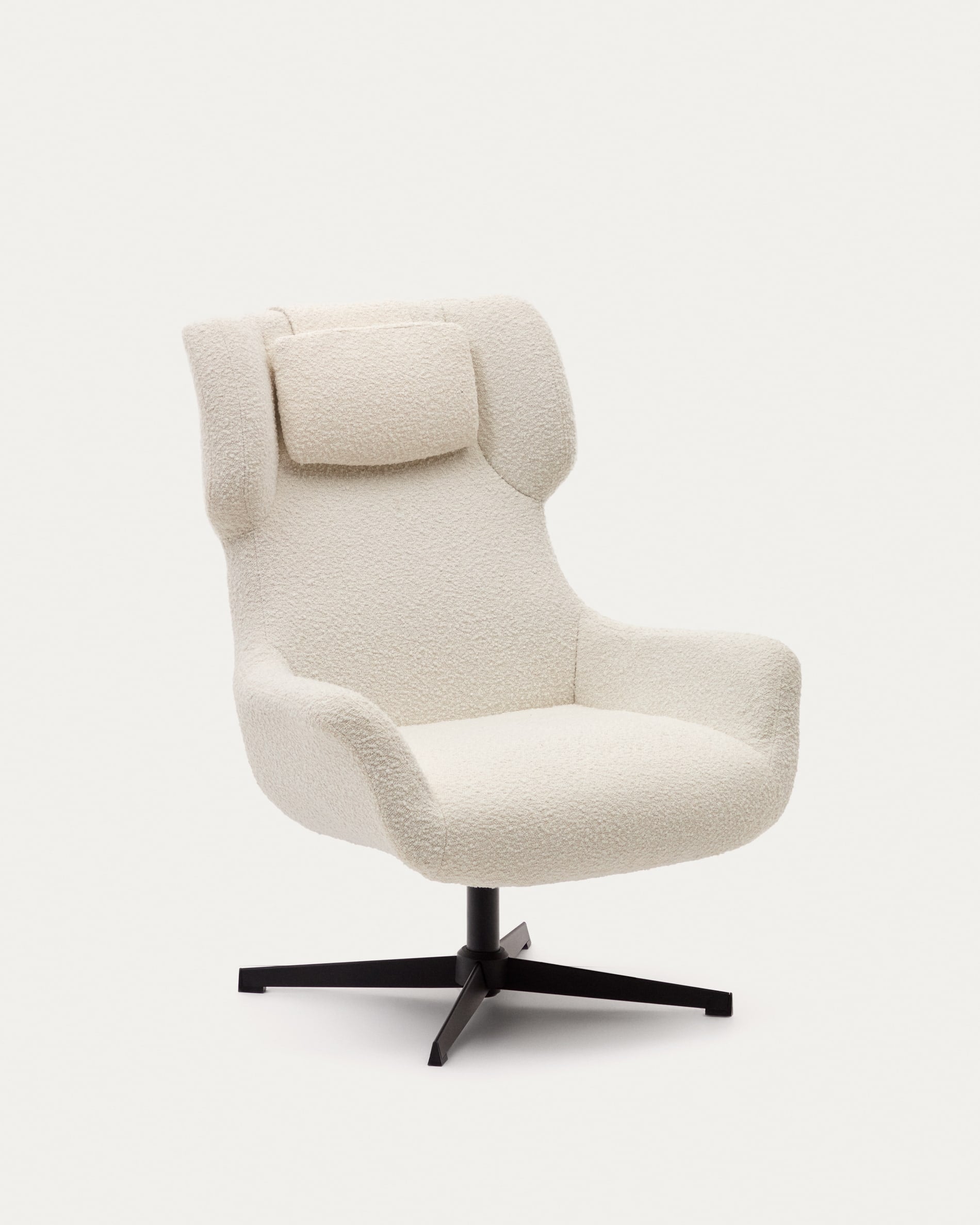 Zalina shot made of white bouclé and steel with black finish FSC 100%