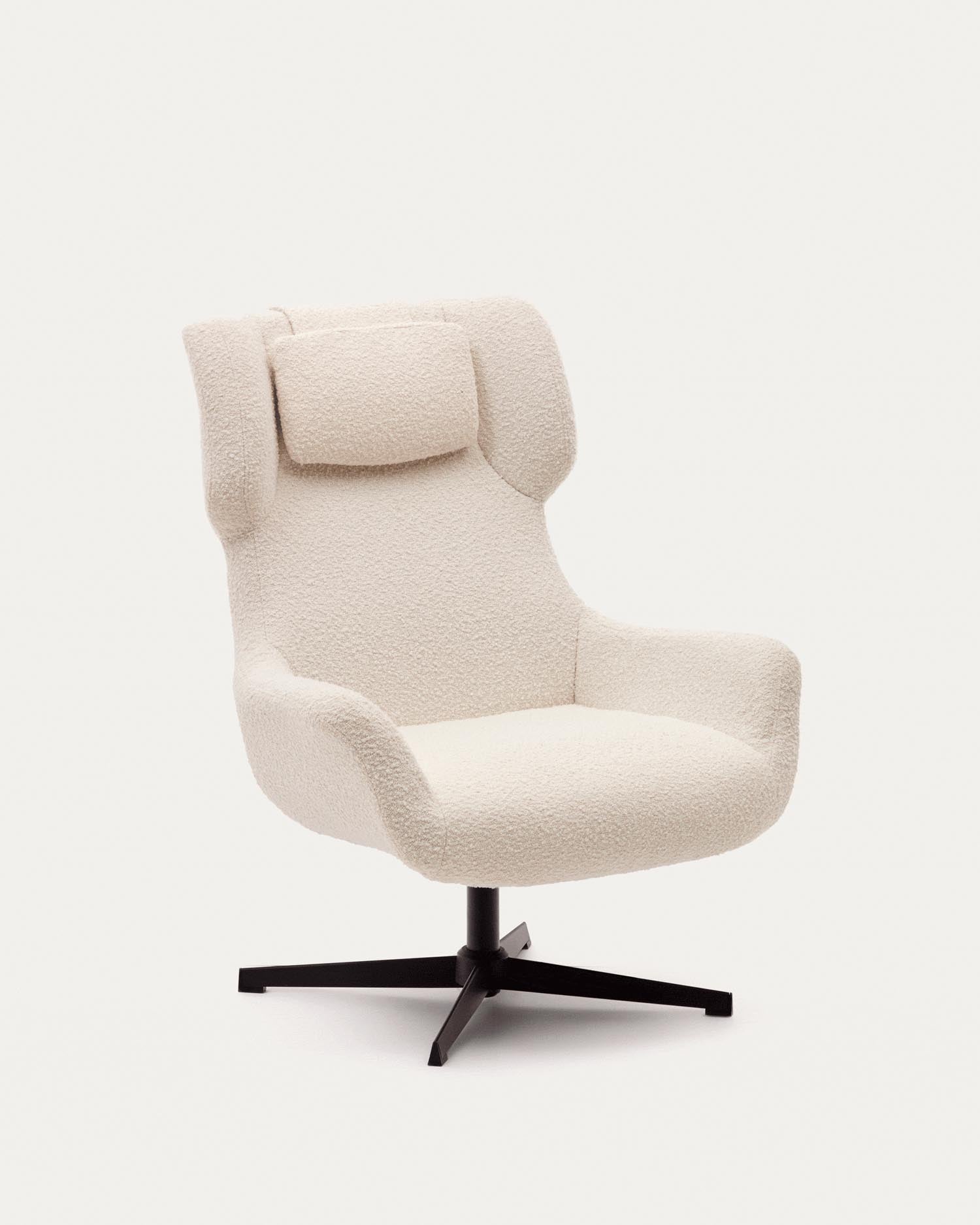 Zalina shot made of white bouclé and steel with black finish FSC 100%