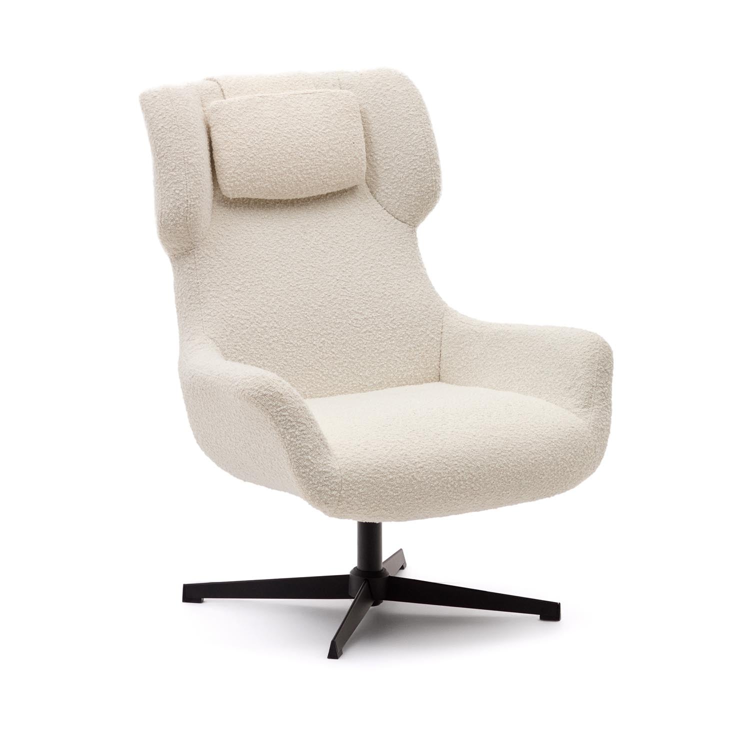 Zalina shot made of white bouclé and steel with black finish FSC 100%