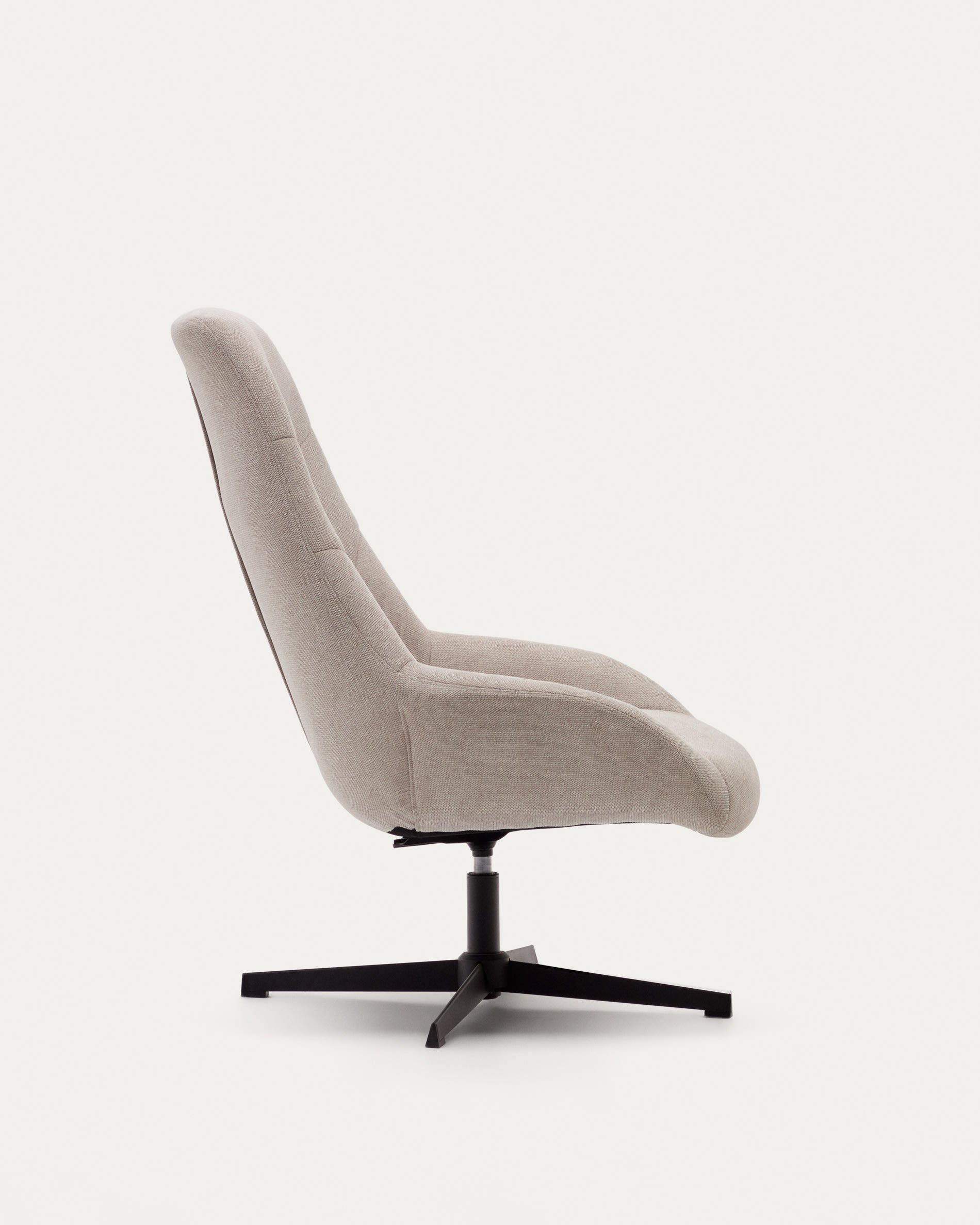 Celida swivel armchair made of beige chenille and steel with black finish FSC 100%