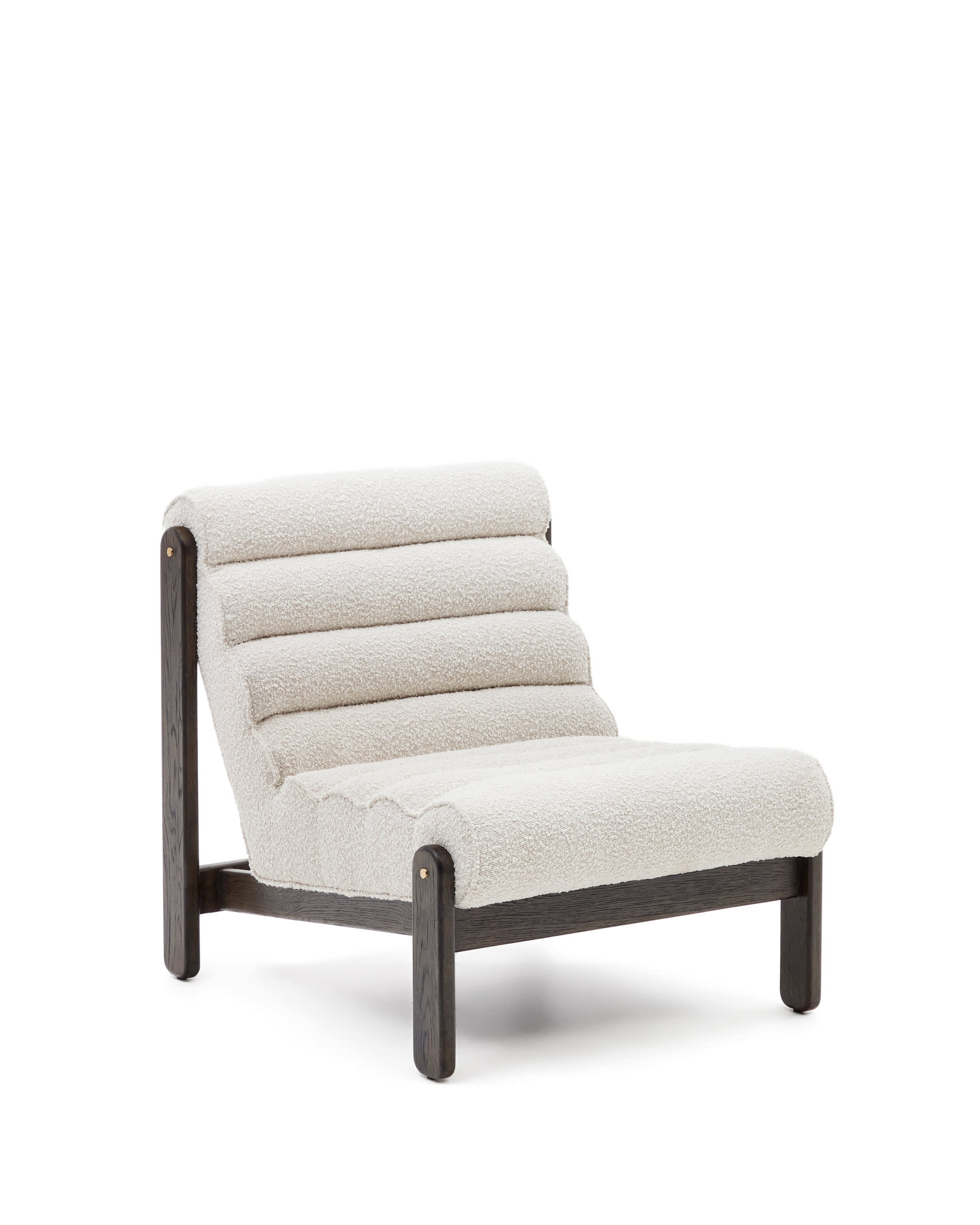 Magira armchair in <tc>wEIS</tc> bouclé and solid oak with dark finish