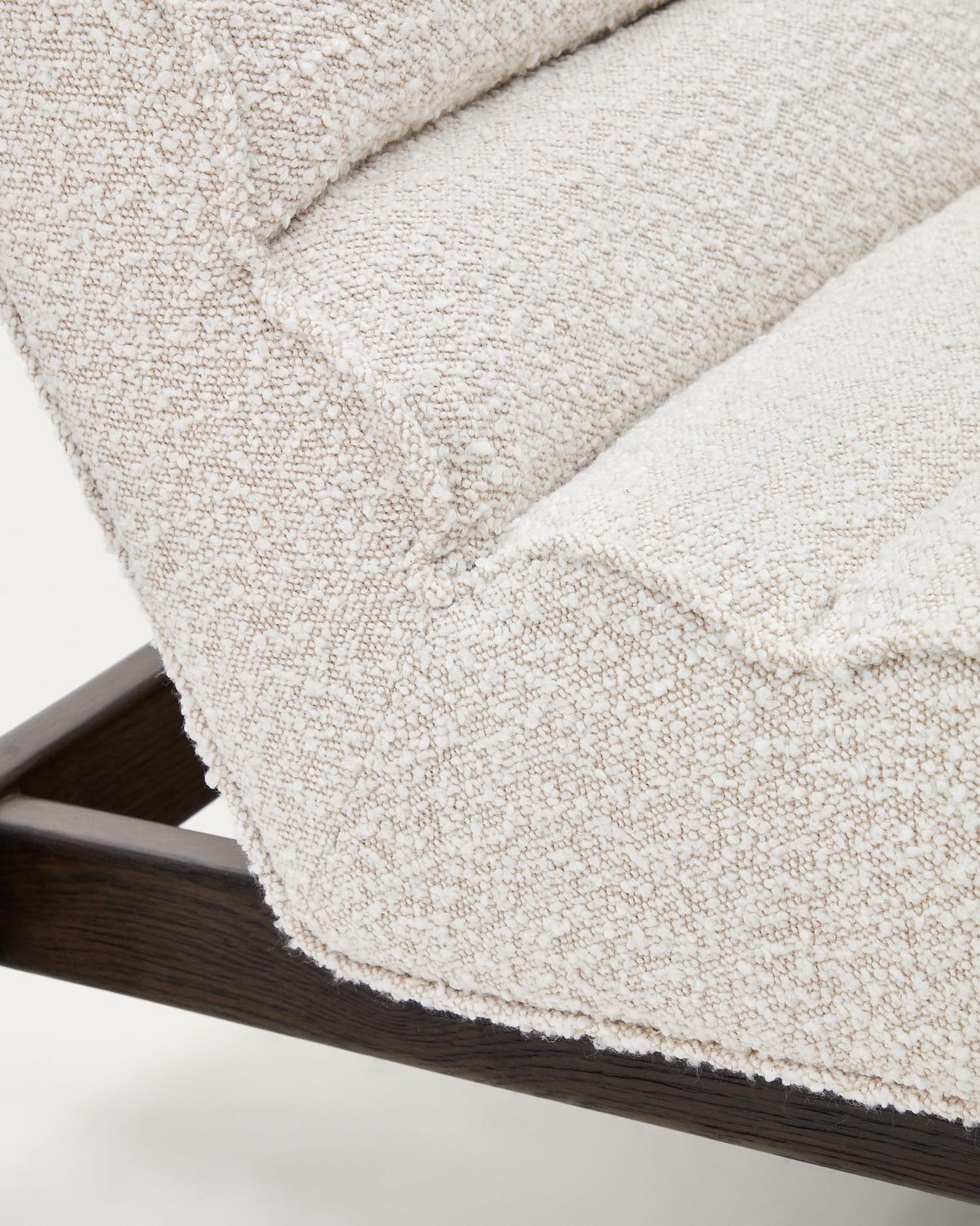 Magira armchair in <tc>wEIS</tc> bouclé and solid oak with dark finish