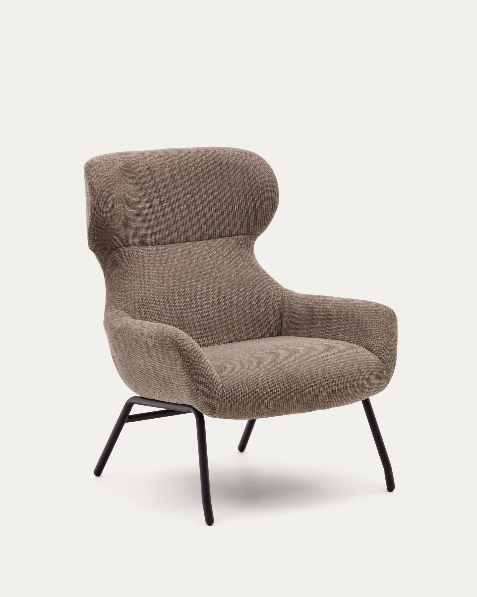 Belina armchair with chenille in light<tc>braun</tc> and steel with black finish FSC 100%