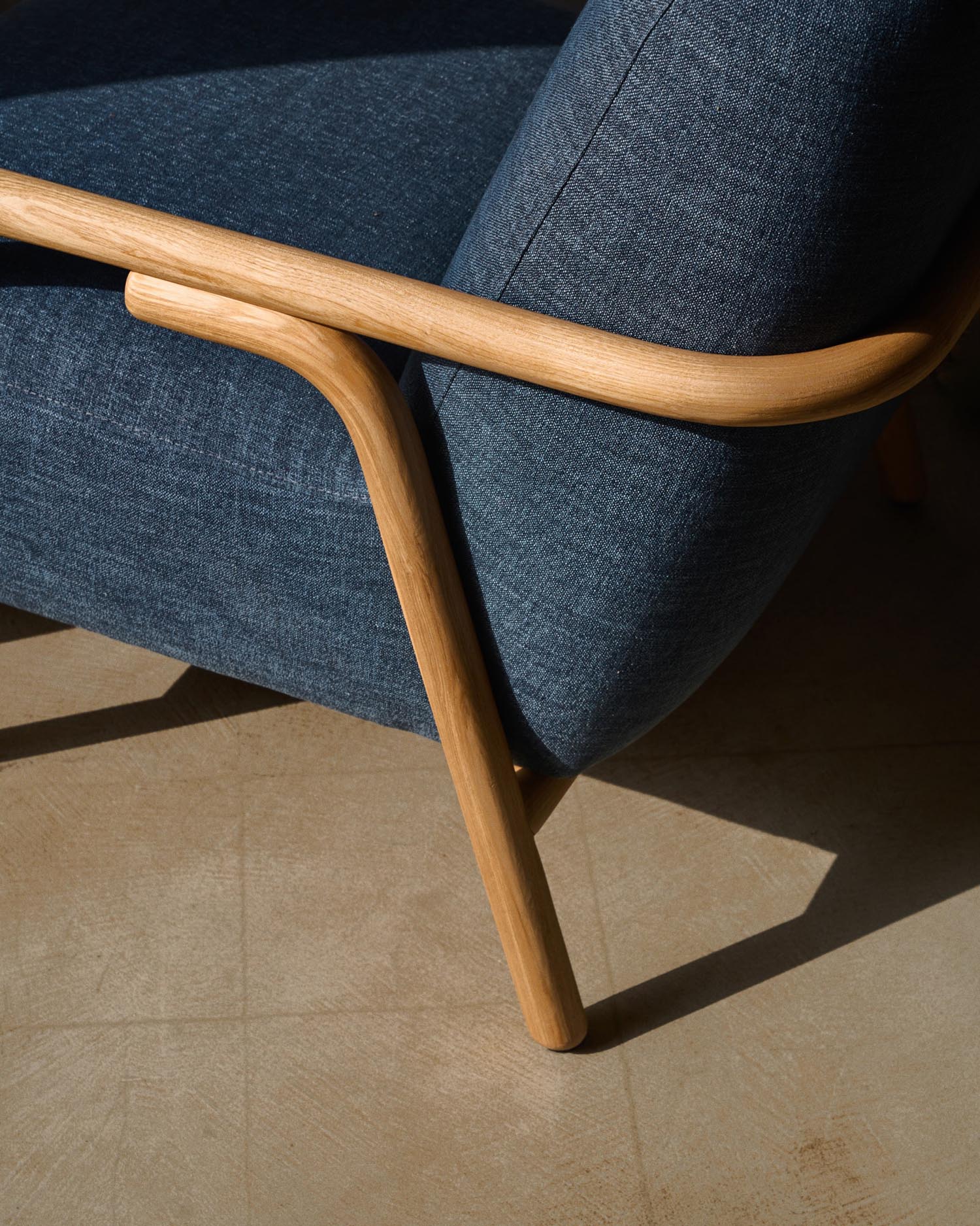 Sylo armchair blue made from solid FSC 100% ash wood
