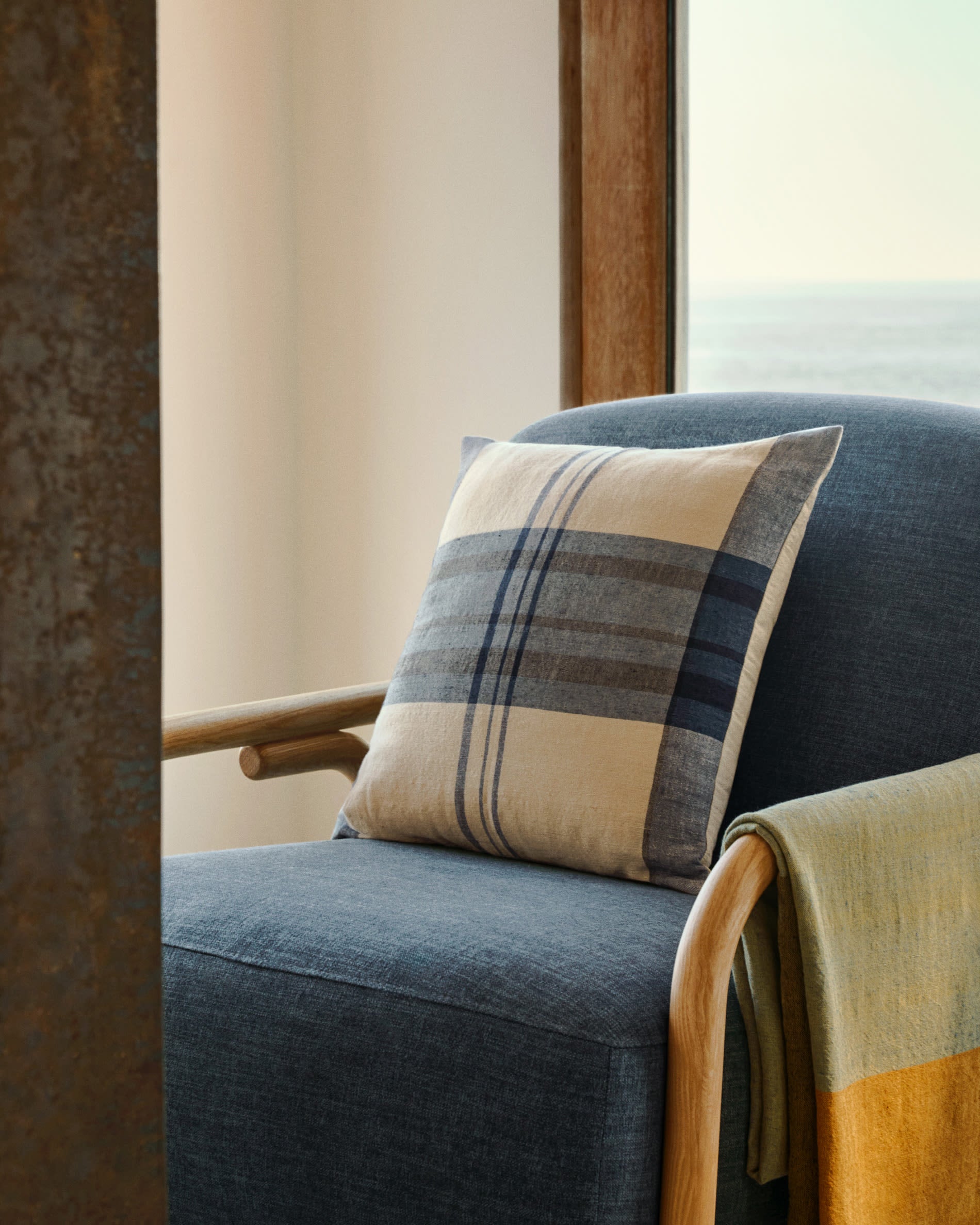 Sylo armchair blue made from solid FSC 100% ash wood