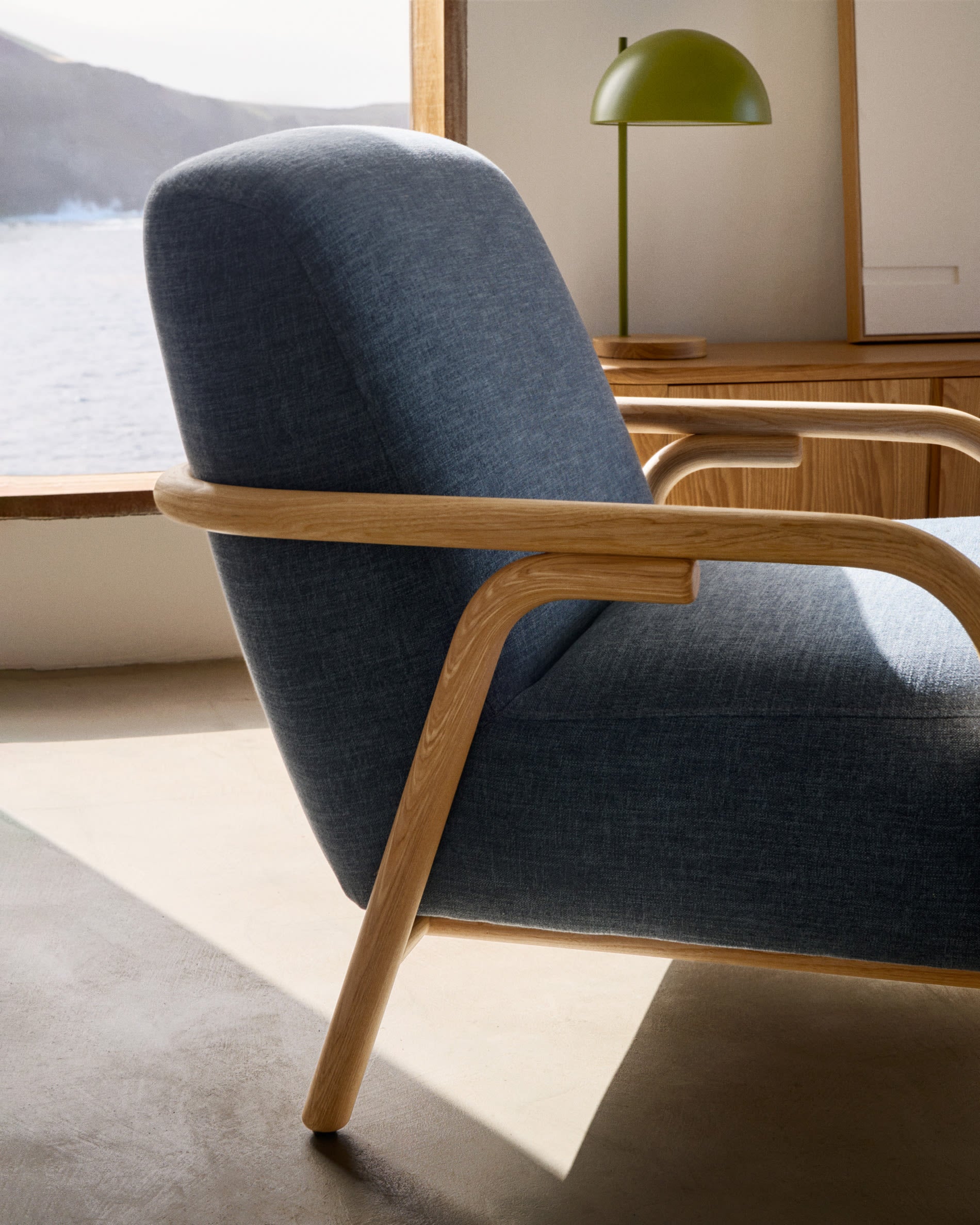 Sylo armchair blue made from solid FSC 100% ash wood