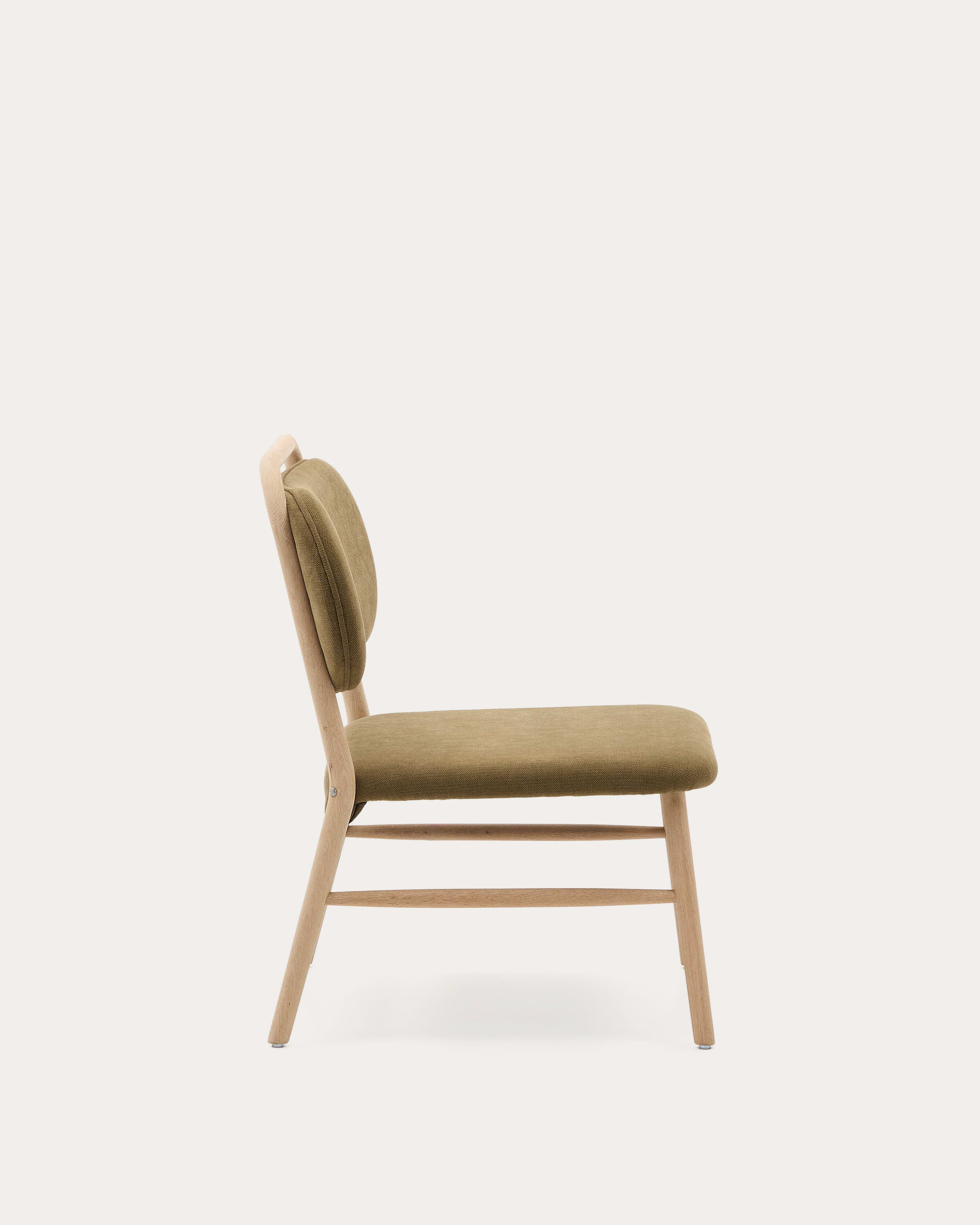 Helda armchair in green chenille and solid oak FSC Mix Credit