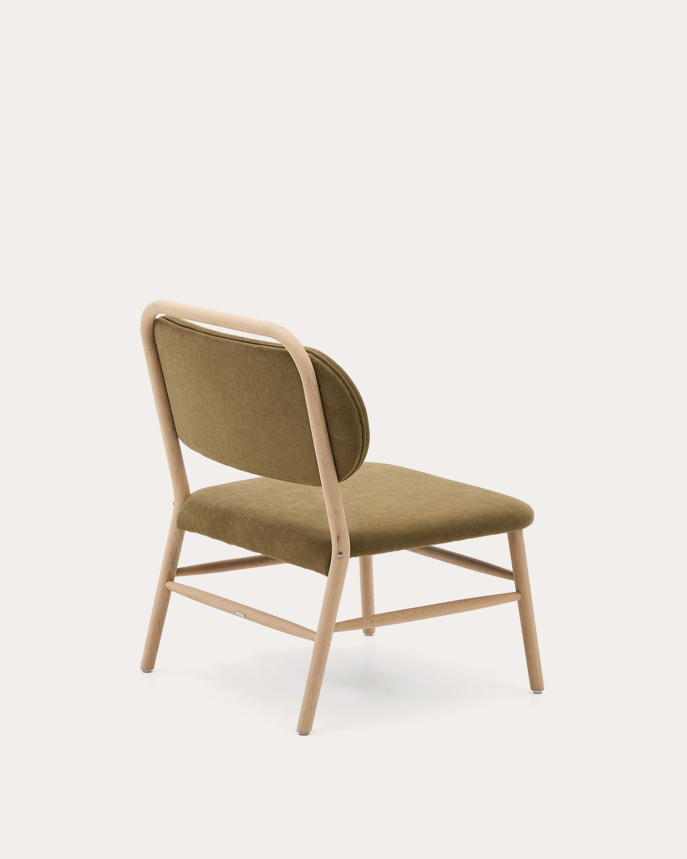 Helda armchair in green chenille and solid oak FSC Mix Credit