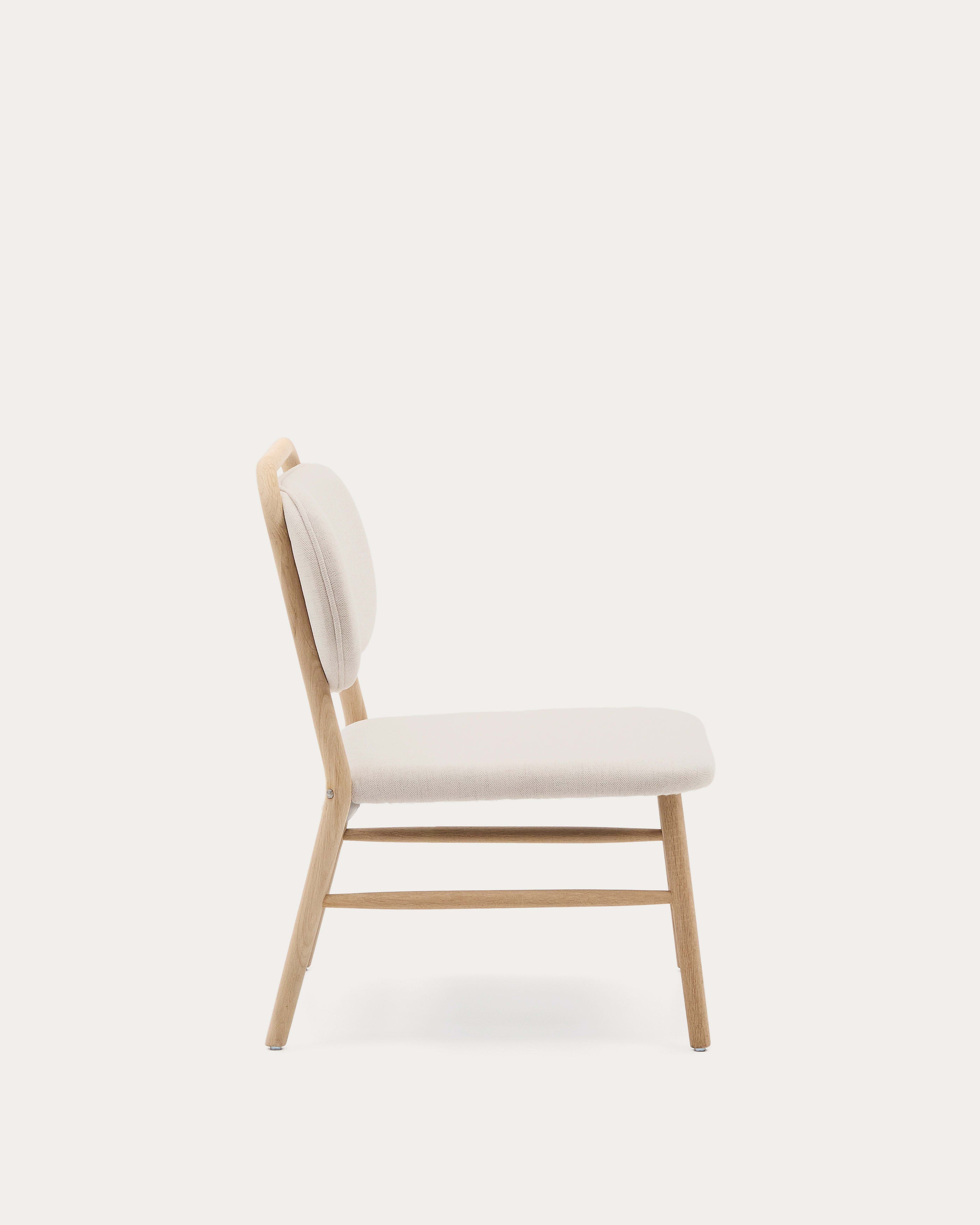 Helda armchair in beige chenille and solid oak FSC Mix Credit
