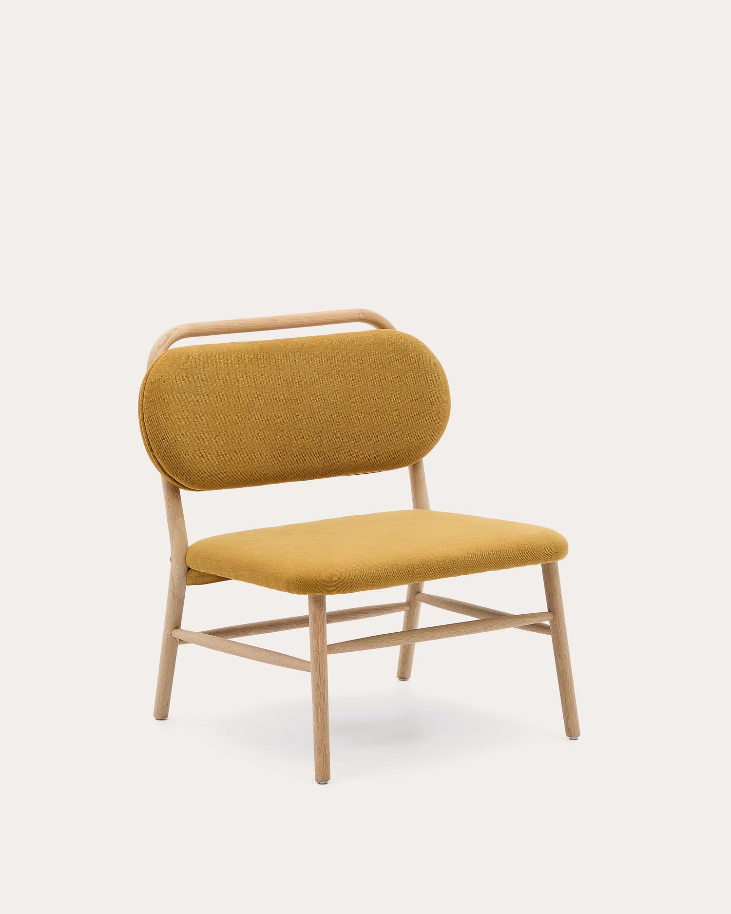 Helda armchair in mustard yellow chenille and solid oak wood FSC Mix Credit