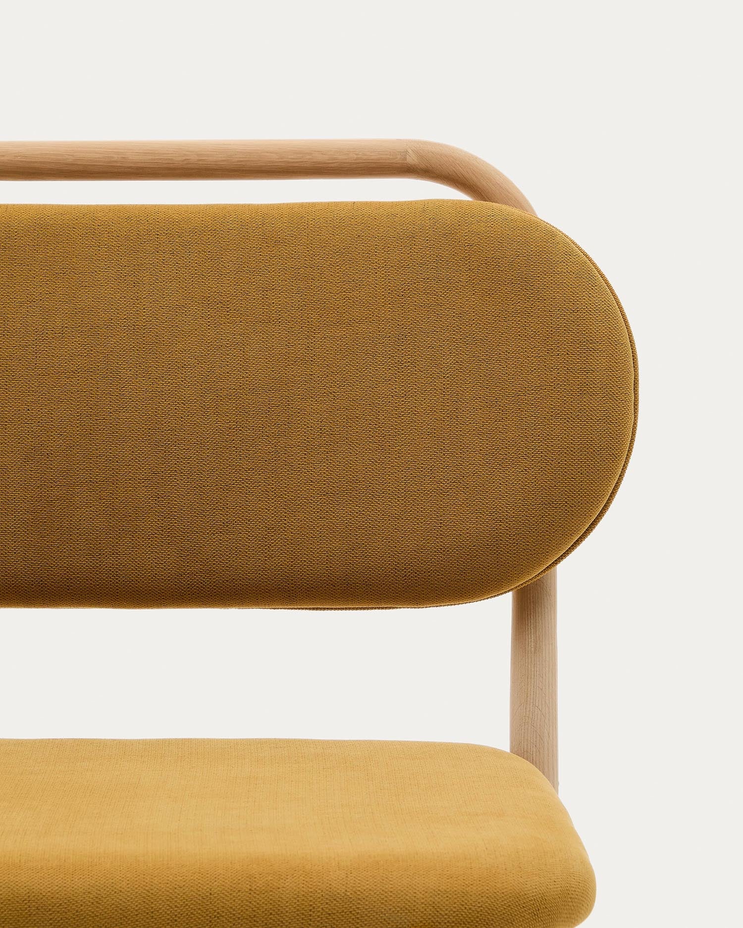 Helda armchair in mustard yellow chenille and solid oak wood FSC Mix Credit