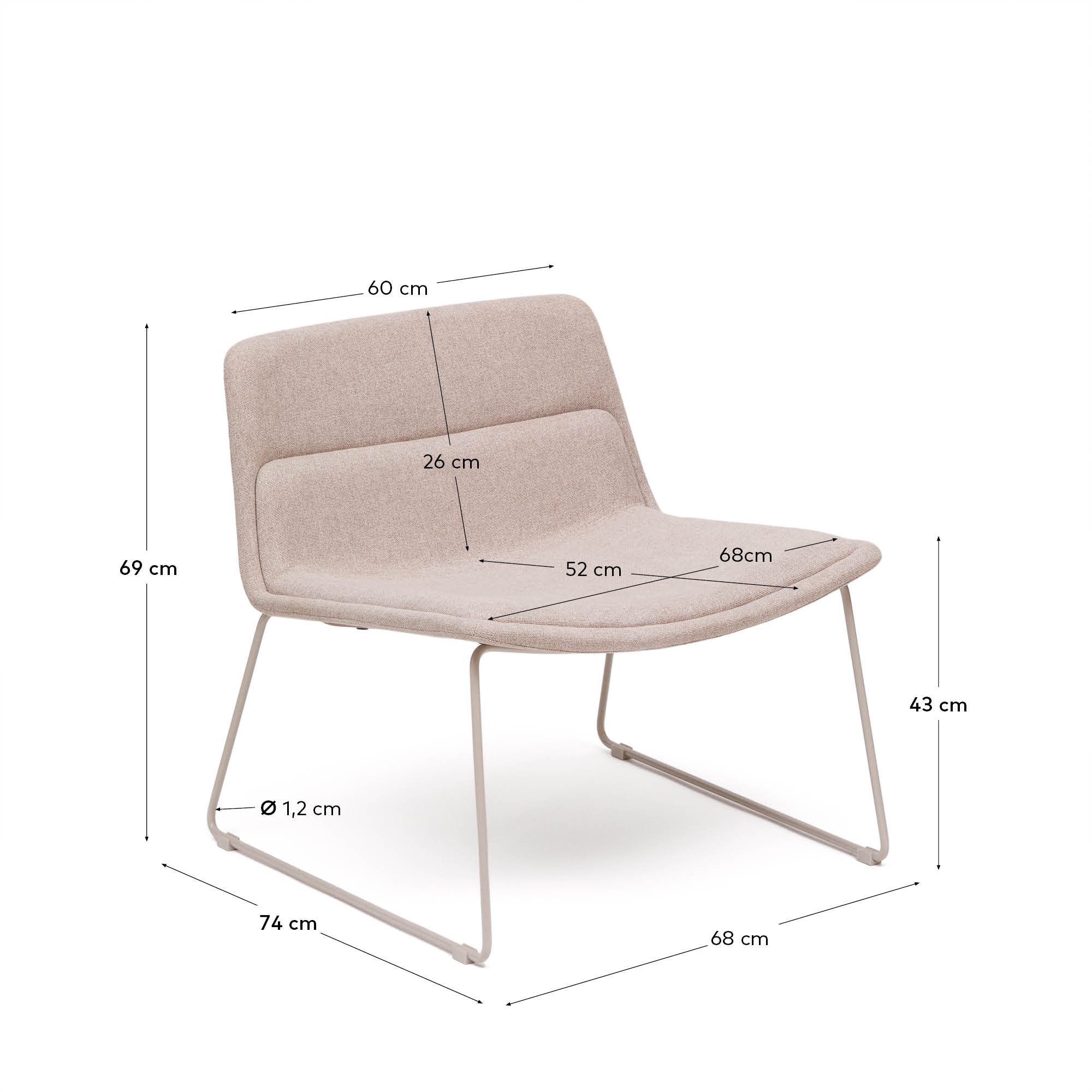 Zahara armchair beige steel with beige finish FSC 100%