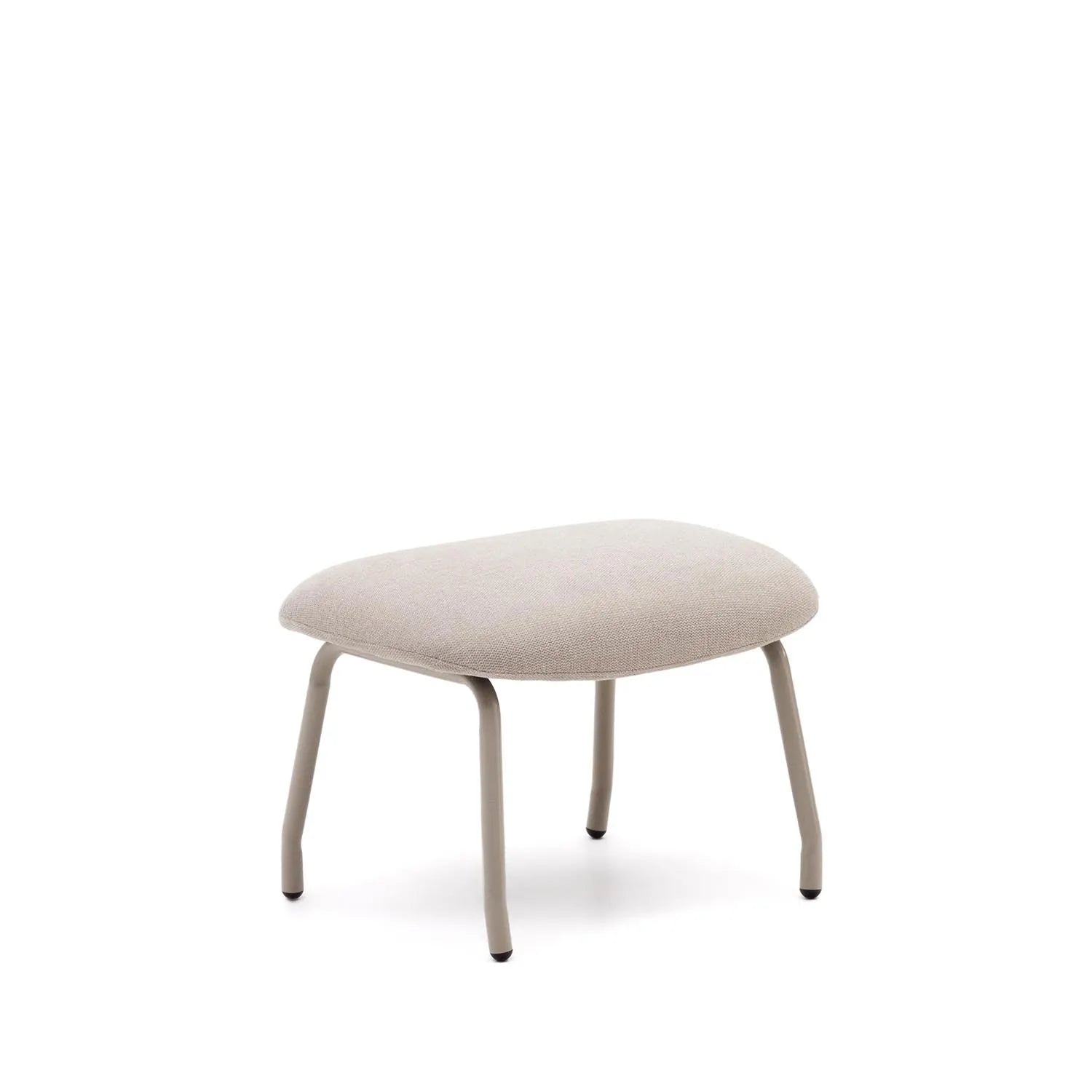 Belina  Fußstütze aus beiger Chenille und Stahl mit weißem Finish in Beige, Weiß präsentiert im Onlineshop von KAQTU Design AG. Hocker ist von Kave Home