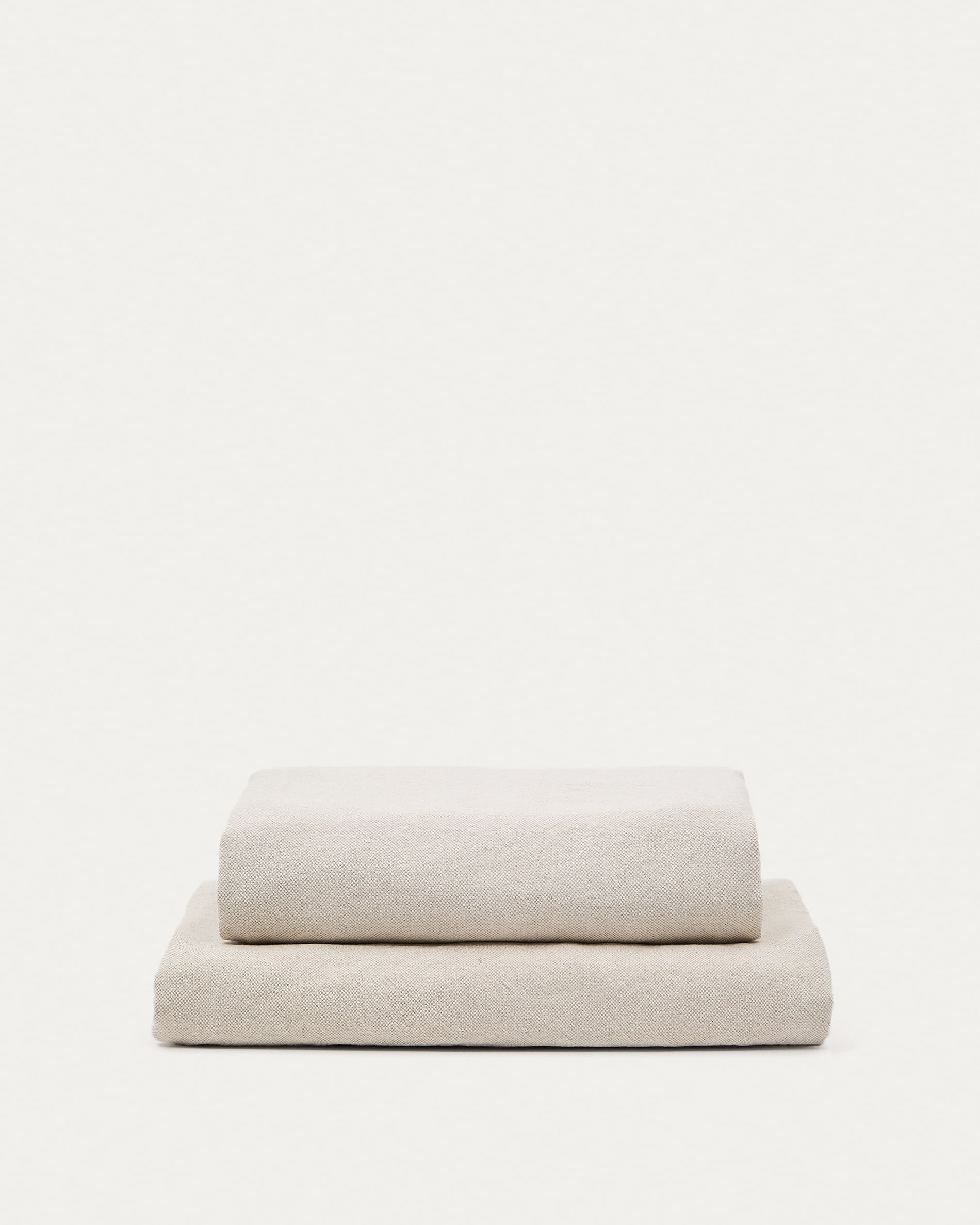 Zenira Fusshockerbezug, beige, 90x90 cm, aus Baumwolle und Leinen, von Kave Home. Perfekt für stilvolle Einrichtung.