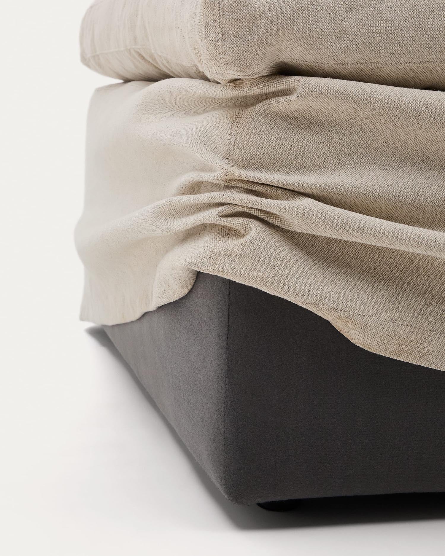 Zenira Fusshocker 90x90 cm, beige, Baumwolle-Leinen, abnehmbarer Bezug, stilvoll, komfortabel, vielseitig, Kave Home Design.