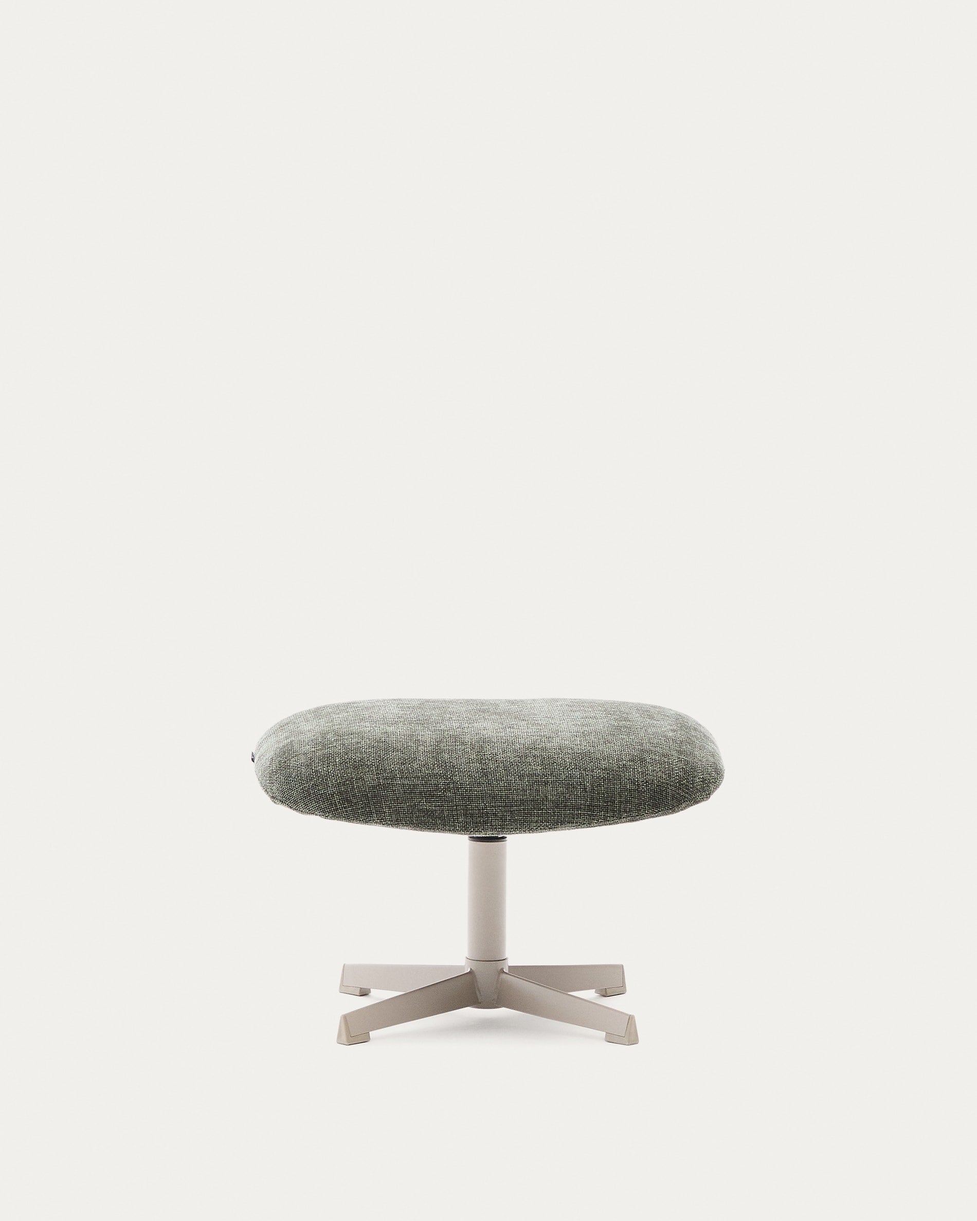 Elegante Fußstütze Teryl in grünem Chenille, graues Metall, FSC-zertifiziert, von Kave Home, perfekt für stilvolle Wohnräume.