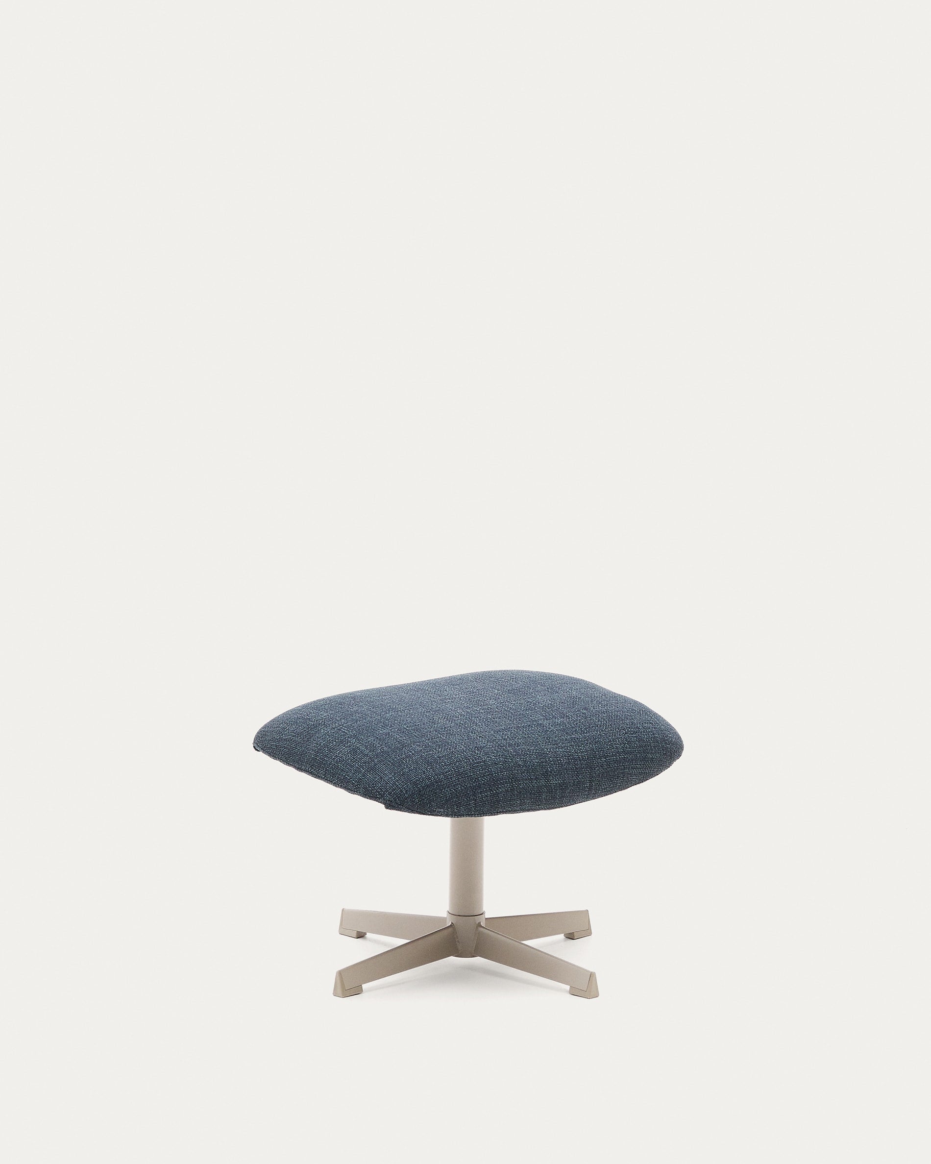 Elegante blaue Fussstütze Jaspe mit grauem Metallgestell, FSC-zertifiziert, stilvoll und funktional.