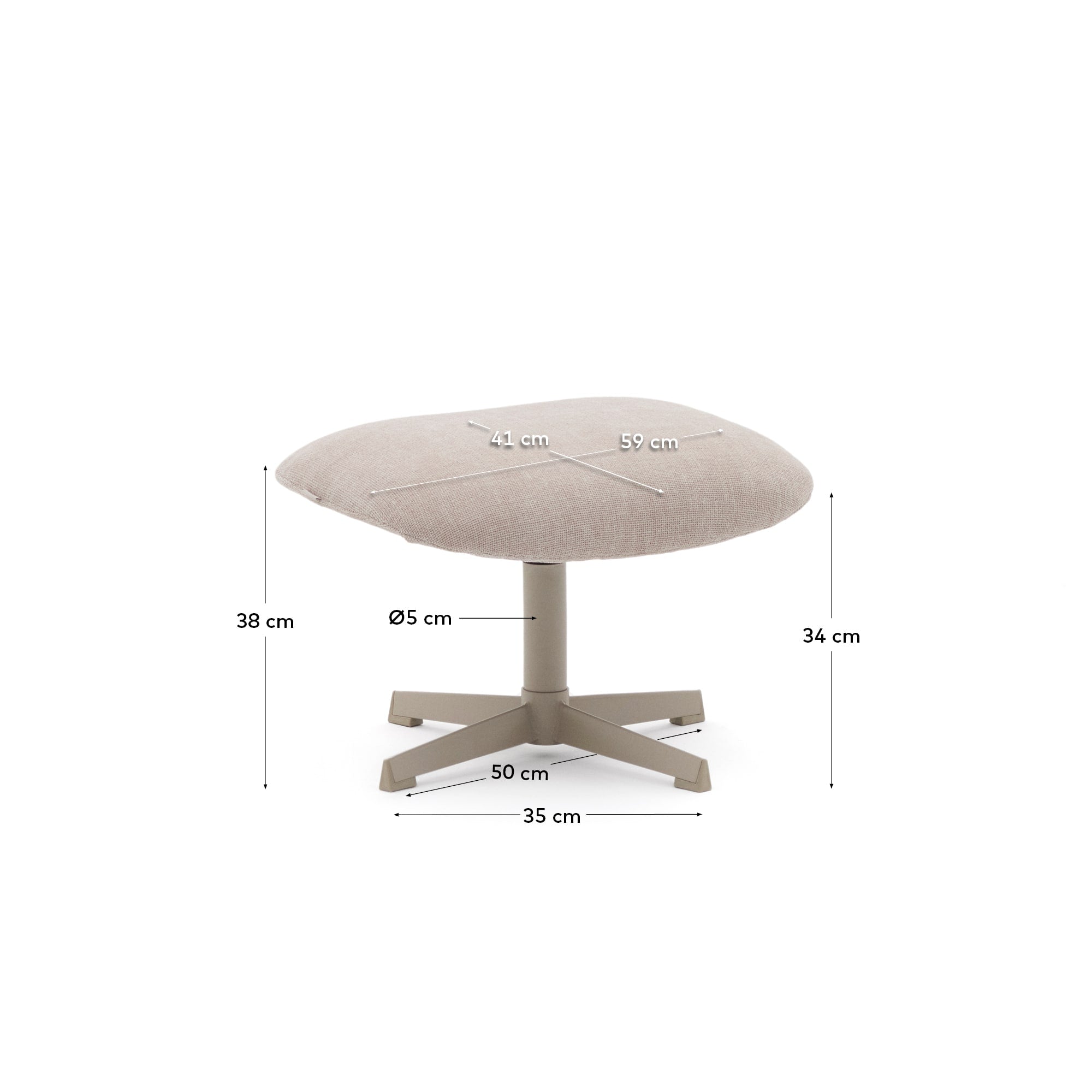 Die Fussstütze Jaspe vereint modernes Design mit Funktionalität. Beige Stoff und graues Metall schaffen eine elegante Atmosphäre in jedem Raum.
