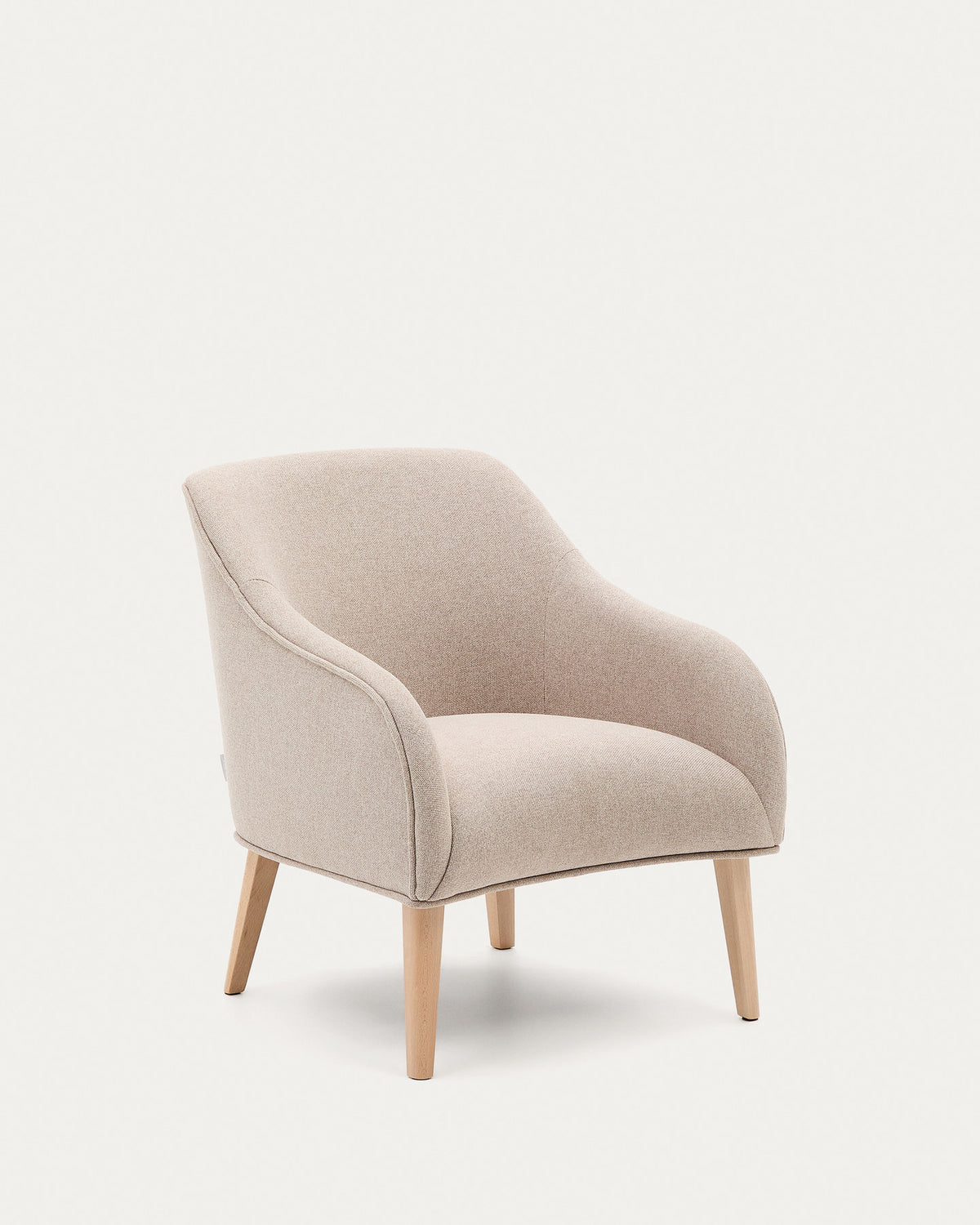 Sessel Bobly in Beige und massivem Buchenholz mit natürlichem Finish FSC Mix Credit in Beige präsentiert im Onlineshop von KAQTU Design AG. Sessel ist von Kave Home