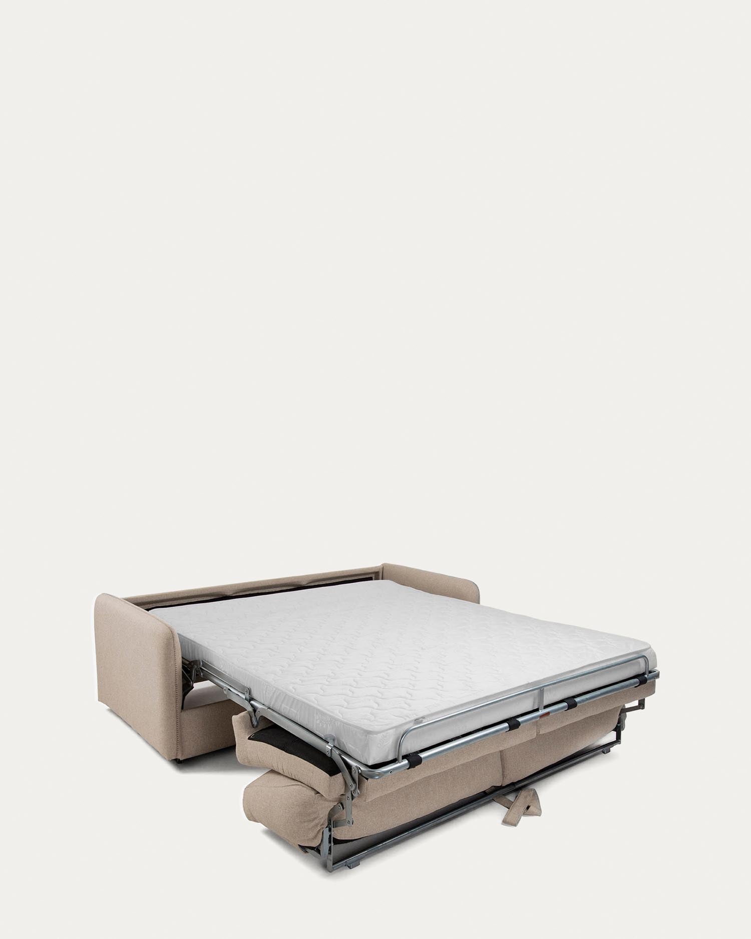 Erleben Sie das Kymoon 2-Sitzer Bettsofa in elegantem Chrono Beige von Kave Home. Praktisch, schmutzabweisend und perfekt für Gäste!
