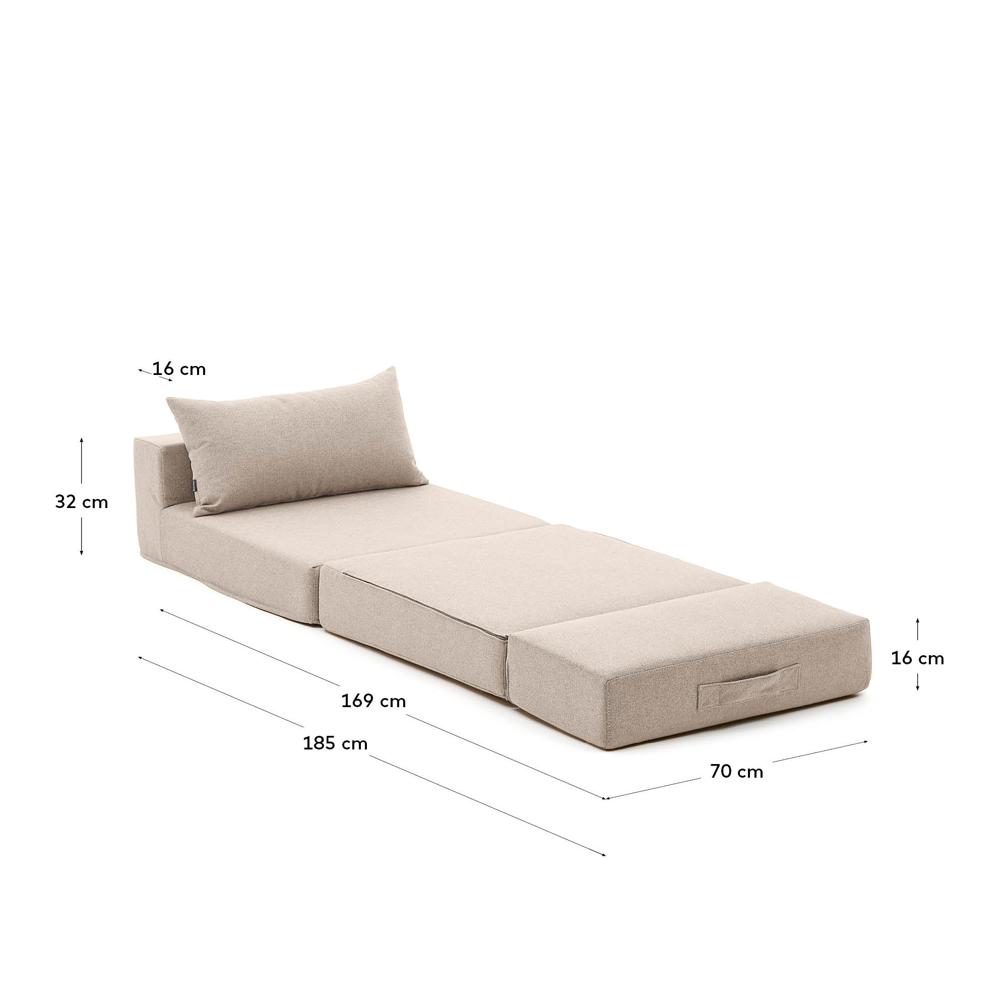 Der Pouf Schlafsofa Arty in Beige vereint elegantes Design mit Funktionalität. Ideal für kleine Räume, als Sitzmöbel oder Gästebett.