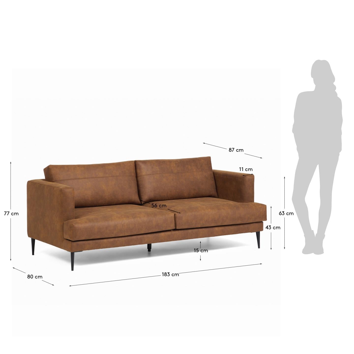 Elegantes 2-Sitzer Sofa in hellbraun, komfortabel und nachhaltig, ideal für stilvolle Wohnräume.