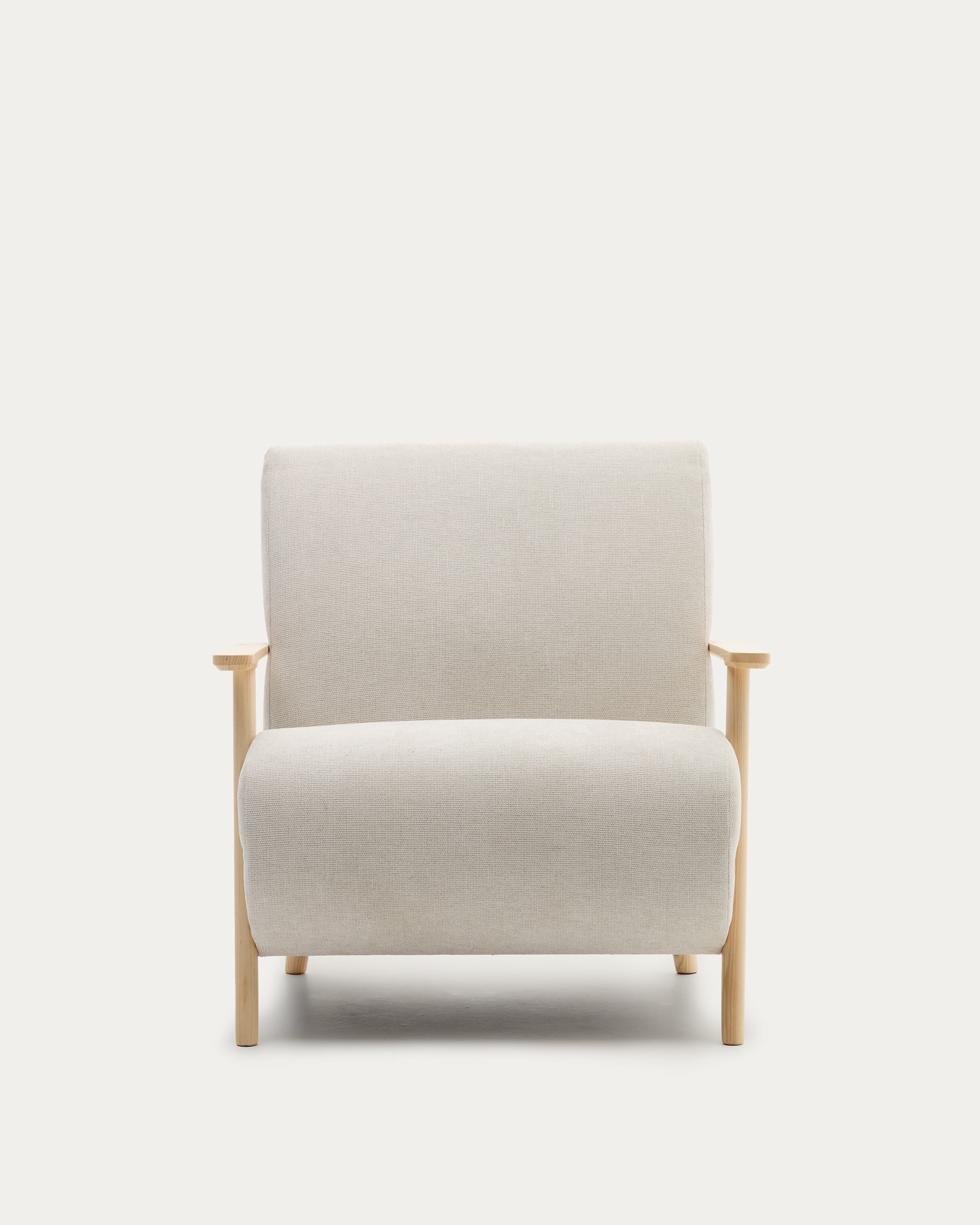 Armchair Meghan made of pearl chicken and solid ash wood with natural finish FSC Mix C