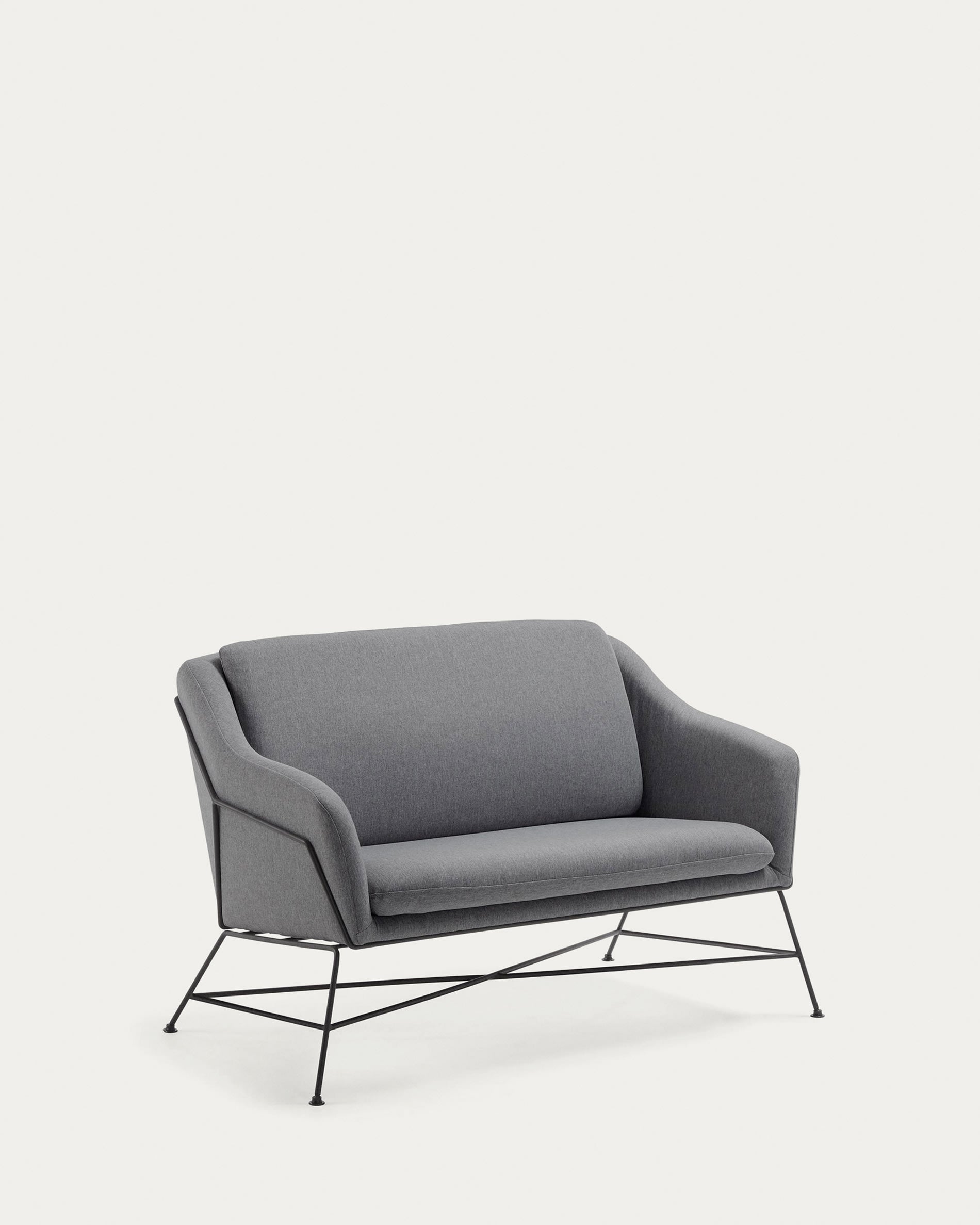 Elegantes Brida 2-Sitzer-Sofa in Dunkelgrau, 128 cm breit, mit hohem Komfort, stilvollem Design und langlebigem Stoffbezug.