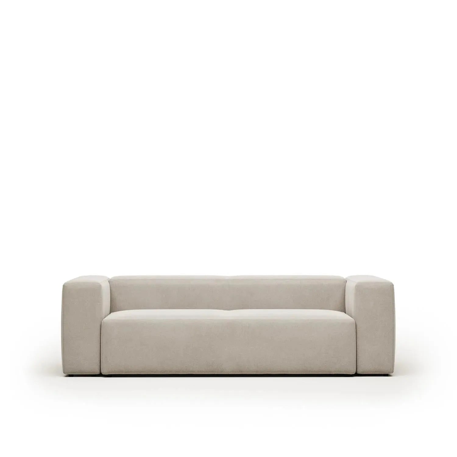 Elegantes Blok 3-Sitzer Sofa beige, 240 cm, breite Proportionen, moderner Stil, pflegeleicht, ideal für Wohnzimmer.