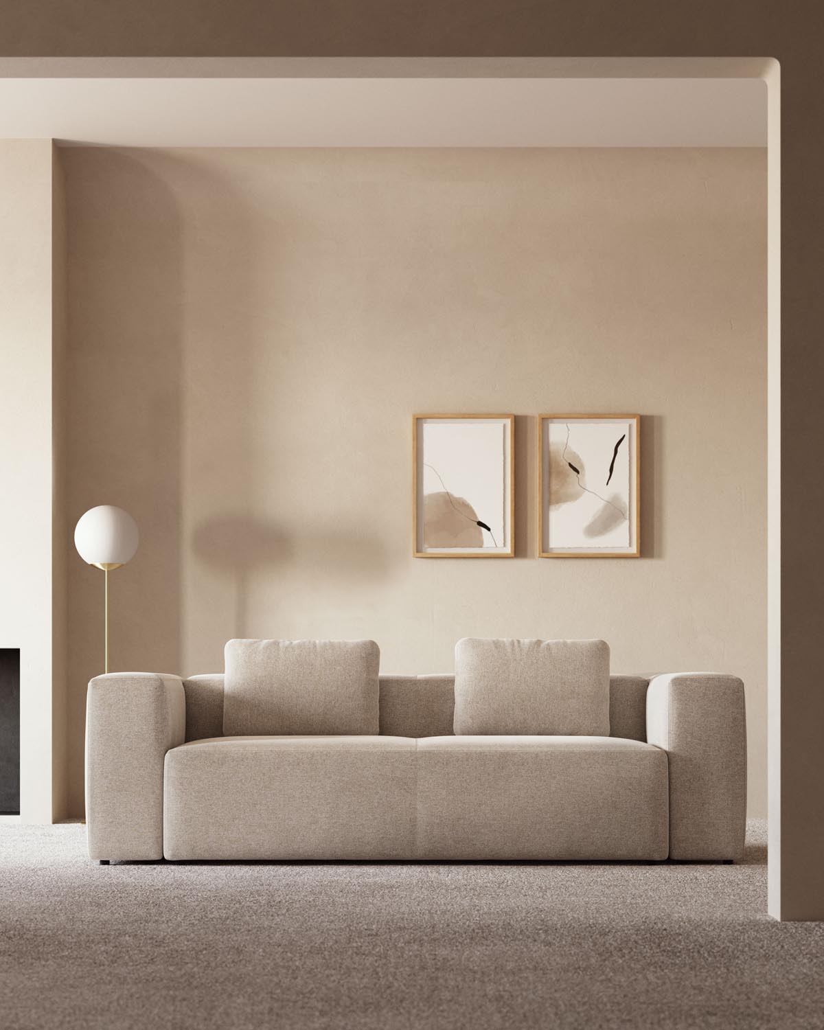 Blok 3-Sitzer Sofa beige 240 cm in Beige präsentiert im Onlineshop von KAQTU Design AG. 3er Sofa ist von Kave Home