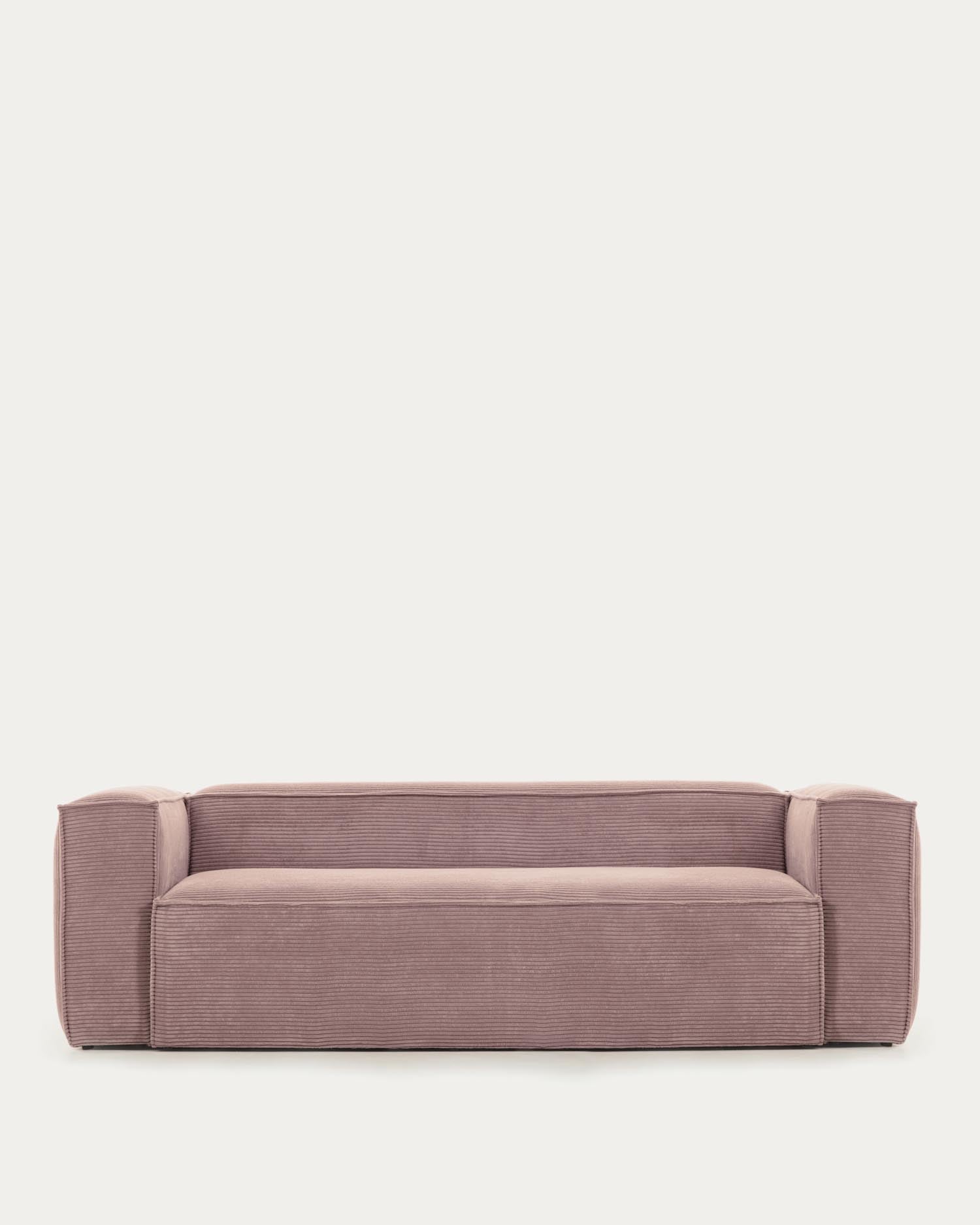 Elegantes 3-Sitzer-Sofa in rosa Cord, 240 cm breit, vereint Komfort und Stil für vielseitige Wohnräume.